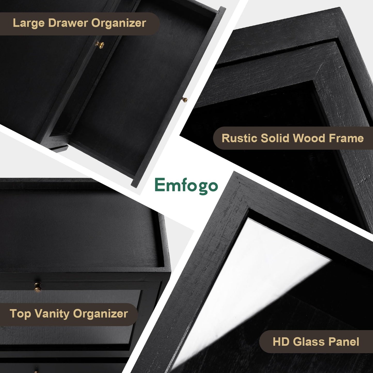 Emfogo Cologne Organizer for Men, Solid Wood Perfumes Organizer for Men Dresser, Large Capacity Dustproof Cologne Holder with Drawer Storage Perfume Stand Organizer, Ideal Gift for Loved ones