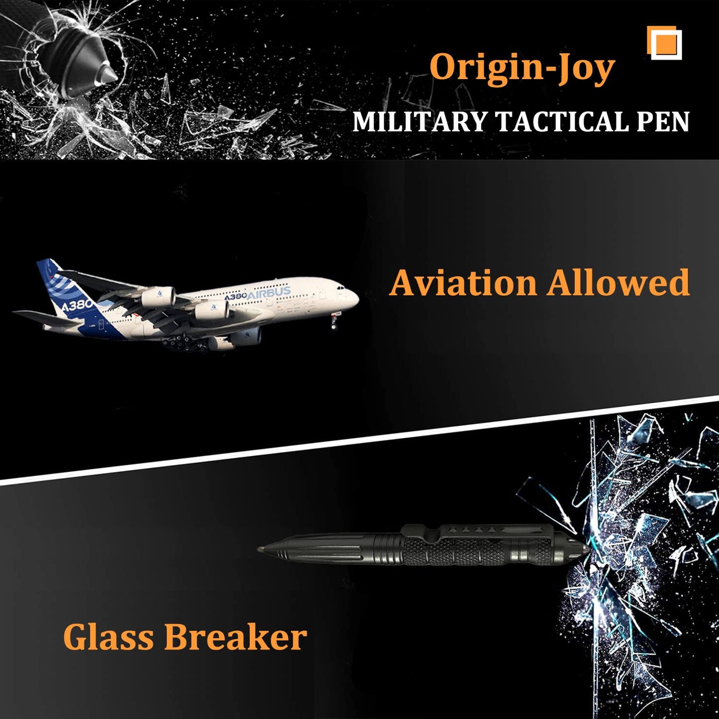 Origin-Joy 10 Pack Tungsten Steel Military Tactical Pen Set, Multifunctional EDC Self Defense Pen With 40 Ballpoint Refills (Individually Wrapped Per Pen)