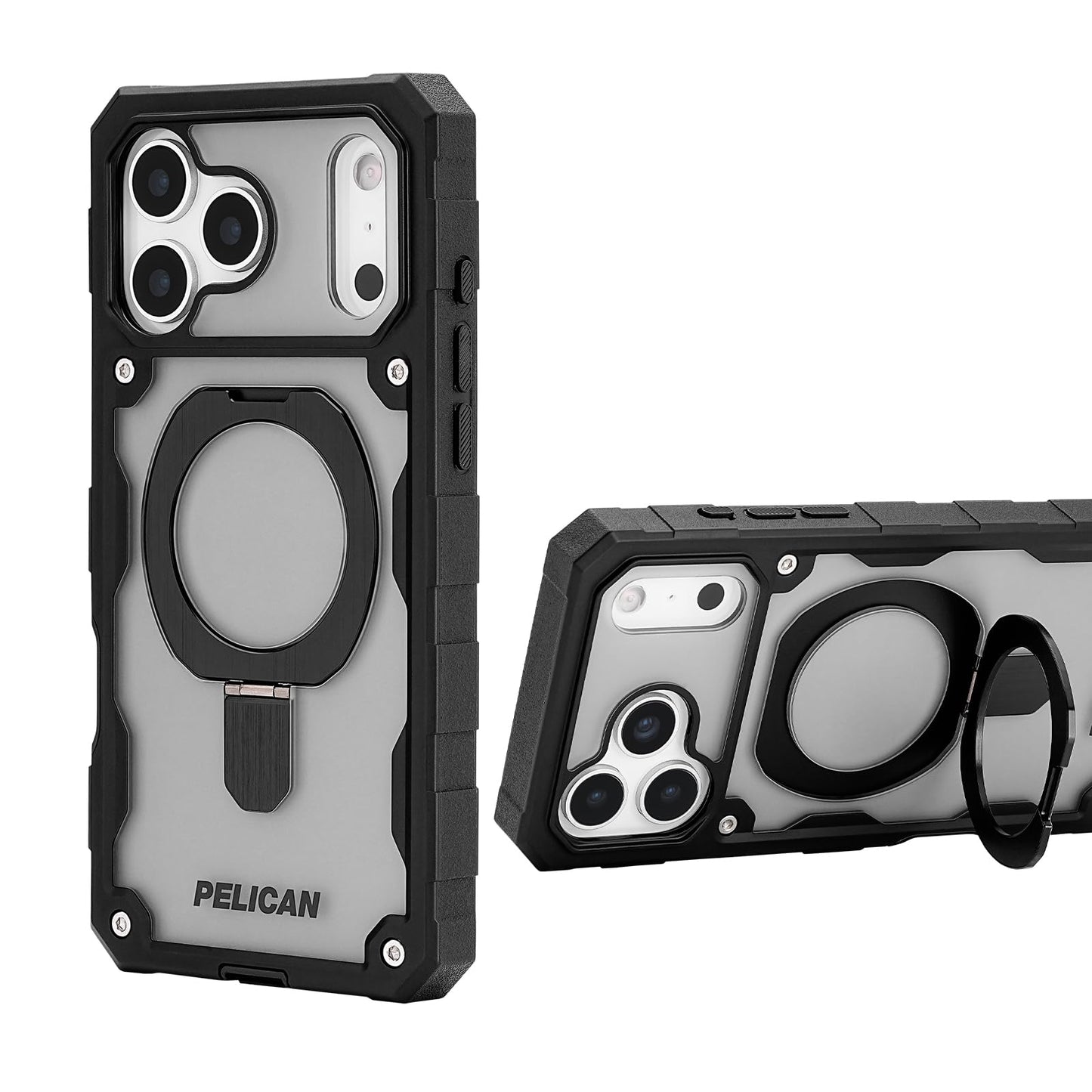 Pelican Shield iPhone 17 Pro Max Case [Compatible with MagSafe] Rugged Phone Case w/ 21ft Military-Grade Drop Protection - Heavy Duty Phone Cover with Built-in Stand for iPhone 17 Pro Max - Smoke