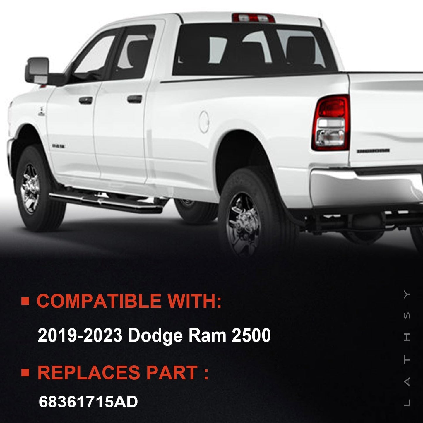 Lathsy Tail Lights Red Bezel Compatible With 2019-2023 Dodge Ram 2500 Left Driver Side Replace:68361715AD