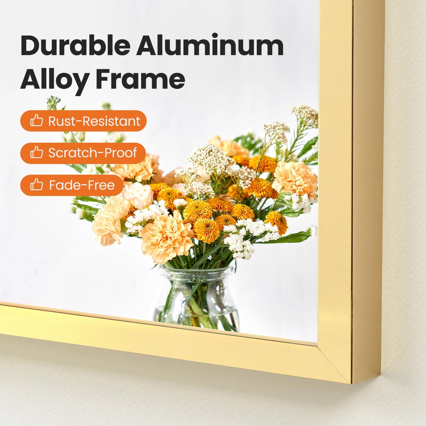 Sweetcrispy 26.5"x38" Arched Gold Bathroom Mirrors for Wall, Bathroom Mirrors for Over Sink, Metal Framed with HD Shatter-Proof Glass for Entryway, Living Room, Bedroom, Home Decor