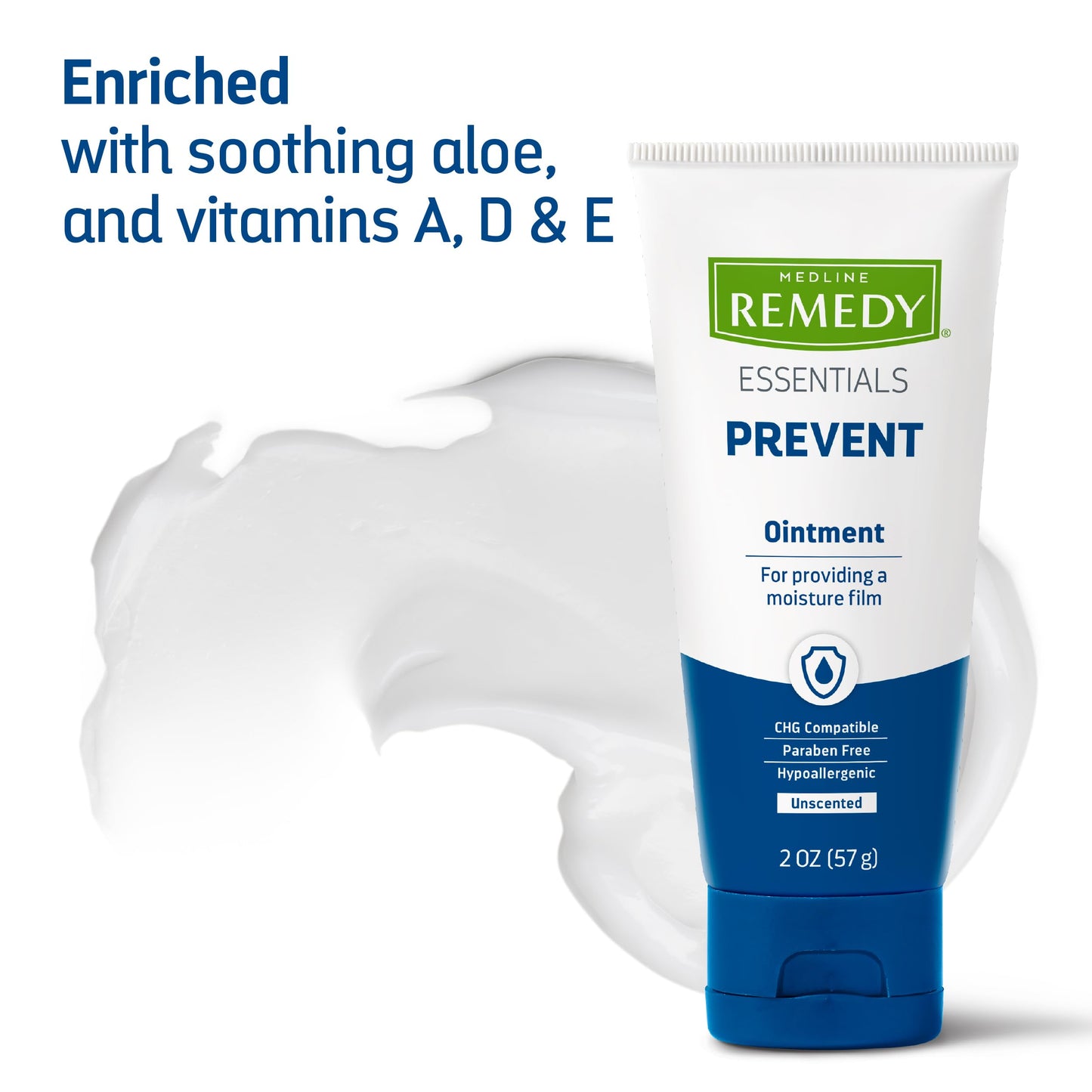 Medline Remedy Essentials Ointment (2 oz Tube), 12 Count, Unscented, Moisturizing Breathable Film, Aloe, Vitamins A, D & E, Soothing Incontinence Care for Adults, Hypoallergenic, Paraben Free