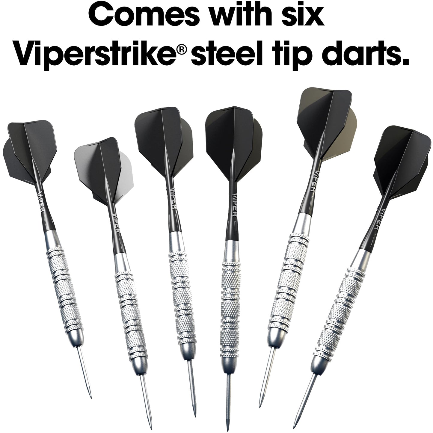 Viper by GLD Products Shot King Regulation Bristle Steel Tip Dartboard Set with Bullseye Metal Radial Spider Wire Compressed Sisal Board with Rotating Number Ring Includes 6 Darts Black