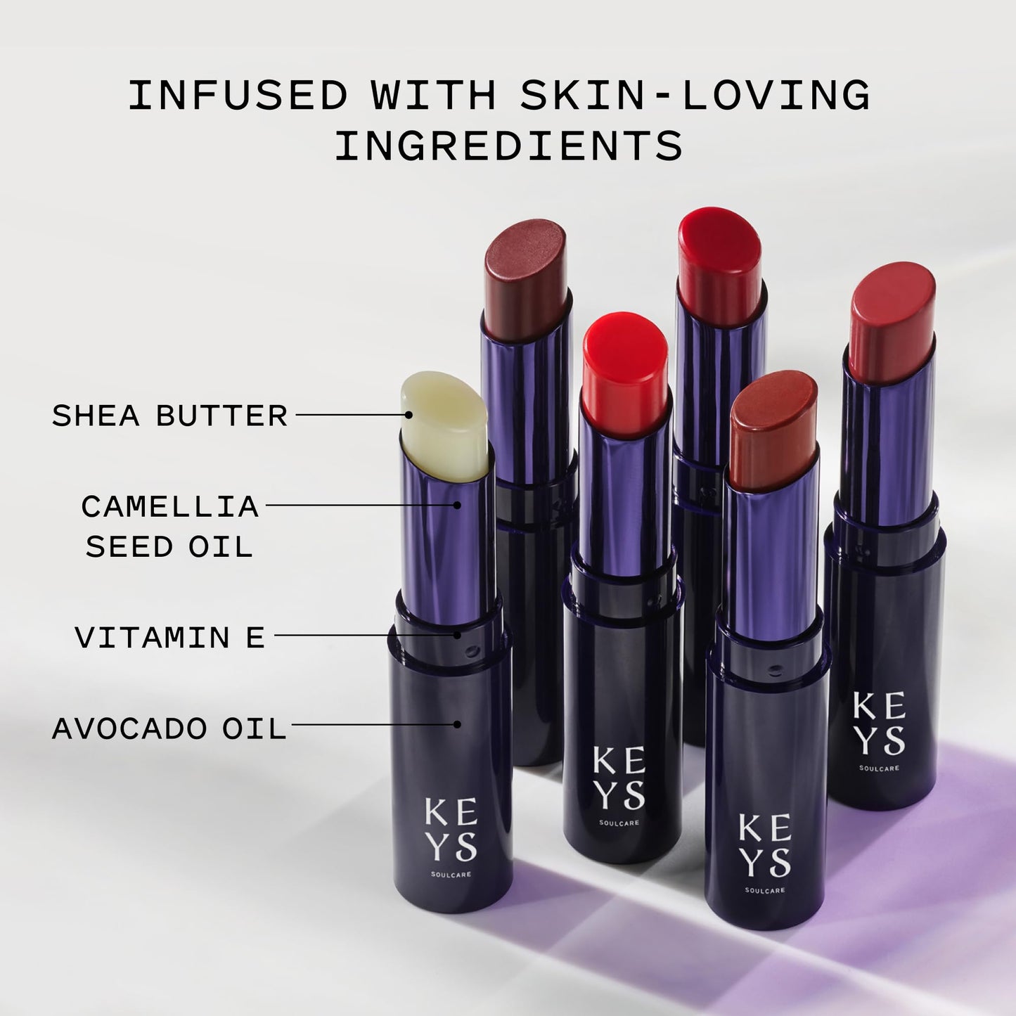 Keys Soulcare Soulful Kiss Tinted Lip Balm Set with Avocado Oil, Moisturizes & Softens, Sheer Color, Silky Formula, Cruelty-Free, 3-Pack, 0.1 Oz