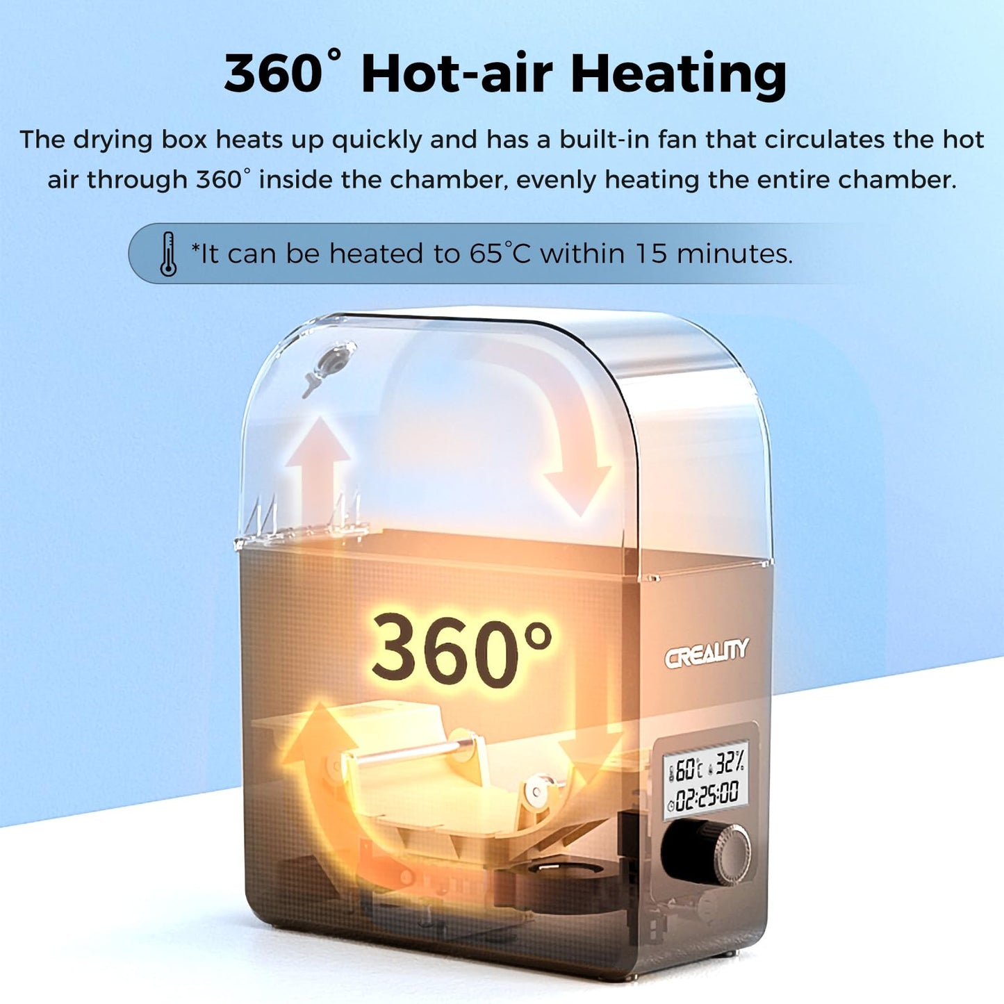 2025 Creality Filament Dryer Box Pro, Upgrade 3D Printer Filament Dryer Box with Fan, 360° Heating Filament Dehydrator Storage Box for 1.75/2.85mm PETG PLA TPU ABS Nylon