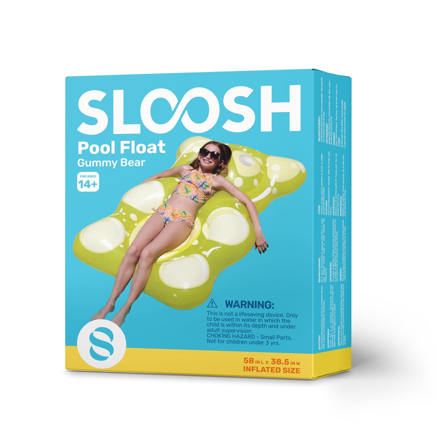 Sloosh 60" Gummy Bear Inflatable Pool Float - Swimming Pool Floats Decor Pool Floaties Raft Lounge Seasonal Water Pool Cute Pool Beach Birthday Party Decorations for Adults