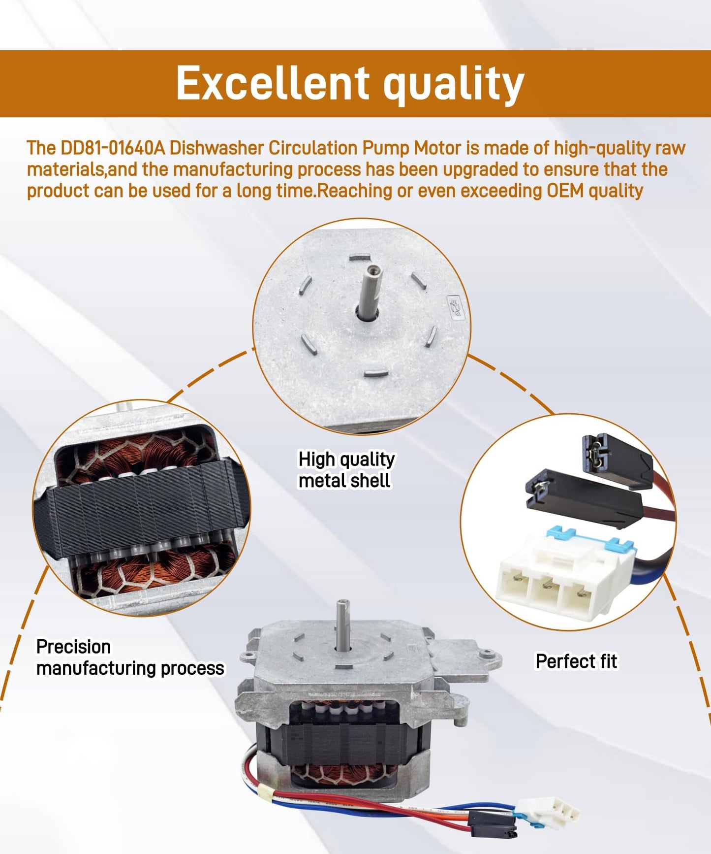 DD81-01640A Dishwasher Circulation Pump Motor Parts Fits for Samsung Dishwasher,DW80R5060UG/AA,DW80F600UTW/AC,DW80R5060US/AA etc,Part Production Number,IC-77225SSDWB-1