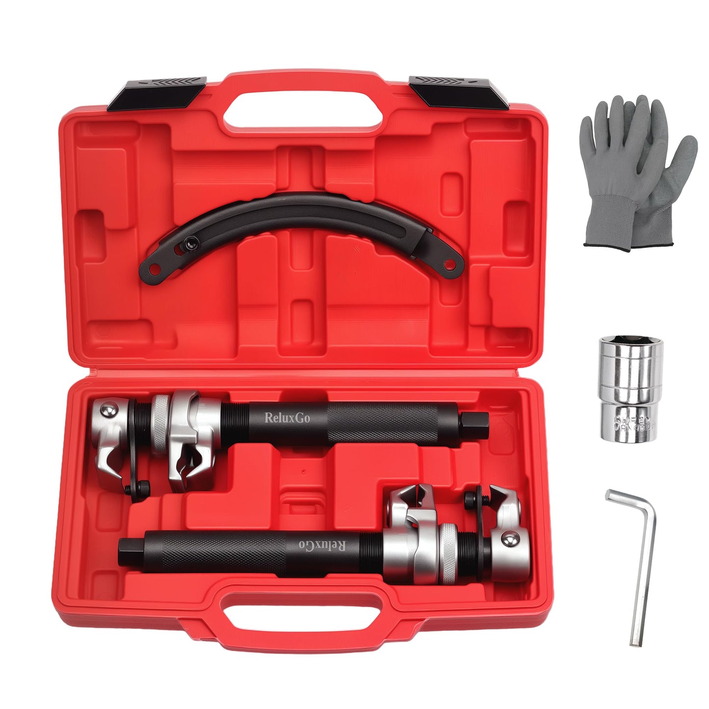 ReluxGo Coil Spring Compressor Tool Automotive 2 pcs Heavy Duty Macpherson Strut Spring Compressor Set with Safety Bracket for Car Truck ATV UTV, 2200 LB Capacity, Coil Spring Compression Tool