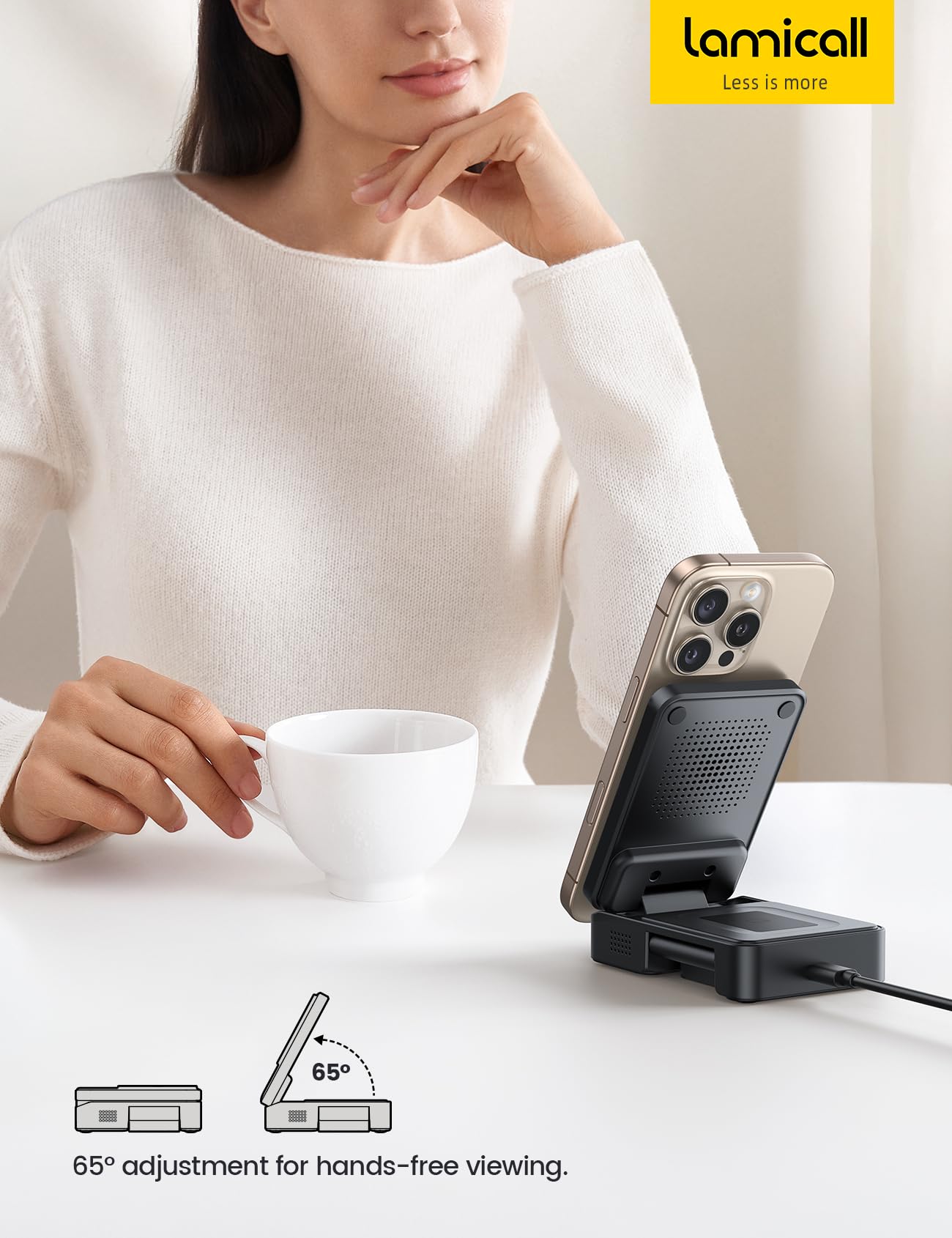 Lamicall 3 in 1 Charging Station for Apple - Foldable Wireless Charger Stand for MagSafe Portable, Travel Wireless Charger Station for Multiple Devices for iPhone 16, 15, 14, 13, Apple Watch, AirPods
