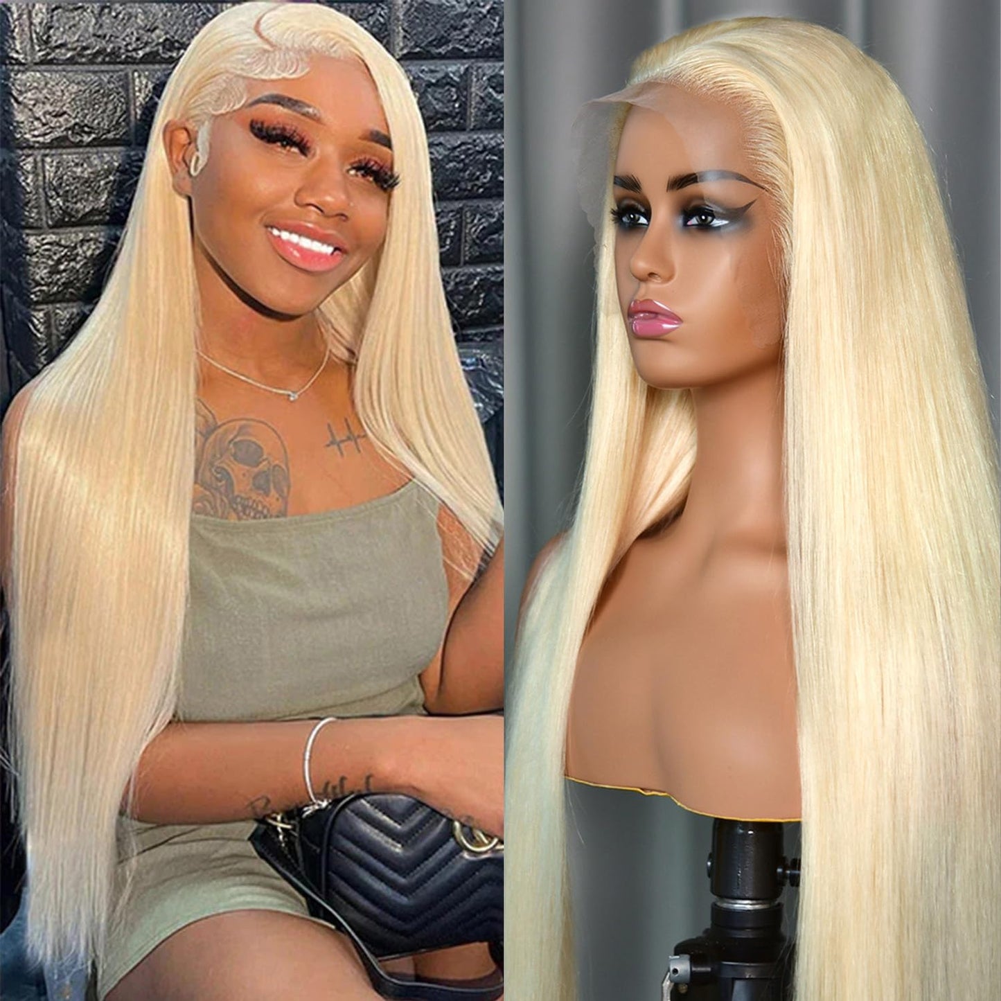 Nicele Ann 30 Inch 613 13x6 Lace Front Wig Human Hair 200 Density 613 Lace Front Wig Human Hair Straight Blonde Wig Human Hair Blonde Lace Frontal Wigs Pre Plucked (30 Inch, 613 13x6 Straight)