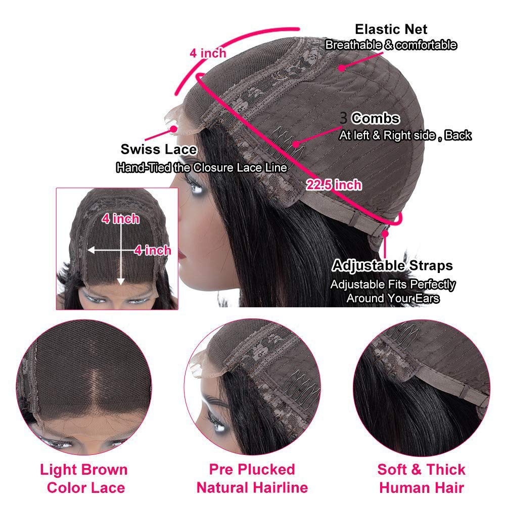 Jasperel Deep Wave Lace Front Wigs Human Hair 4x4 Hd Lace Closure Wigs for Black Women 24 inch Glueless Deep Curly Wet and Wavy Wig Pre Plucked Bleach Knots with Baby Hair Natural Color