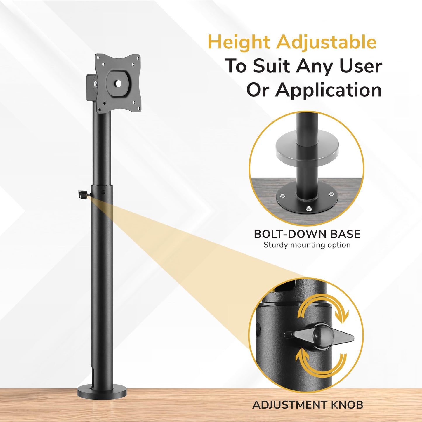Mount-It! POS Monitor Mount for Retail Checkout & Reception Counters - Extra Tall Height Adjustable Pole with Secure Bolt-Down Base, VESA 75x75 & 100x100 Compatible - Fits 13–32” Monitors, 33 lbs