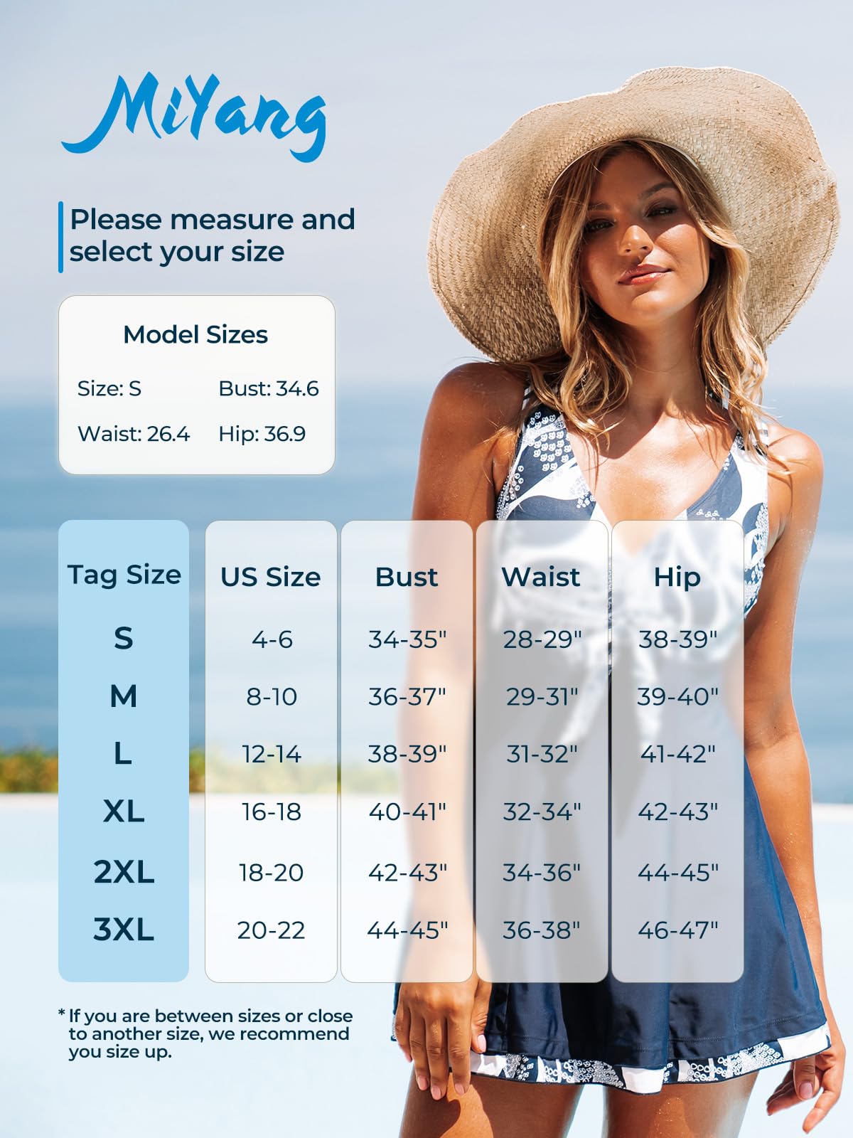 MiYang Women's One Piece High Waist Padded Swim Dress Navy Flower XXX-Large