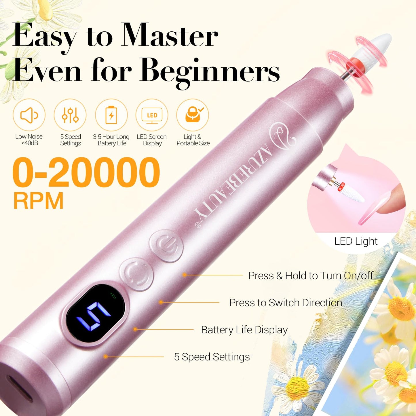 AZUREBEAUTY Dip Powder Nail Kit with Electric Nail Drill 24 Colors Bright Green Pink Orange Nail Starter Kit with Dip Liquids Base Top Coat Activator Portable Manicure French Nail Art Essential Set