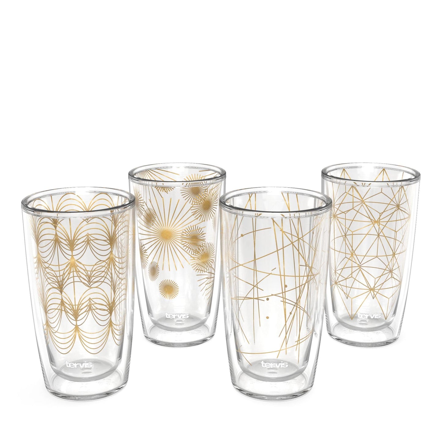 Tervis Midcentury Modern Mid Mod Minimal Collection Made in USA Double Walled Insulated Tumbler Travel Cup Keeps Drinks Cold & Hot, 16oz 4pk, Assorted