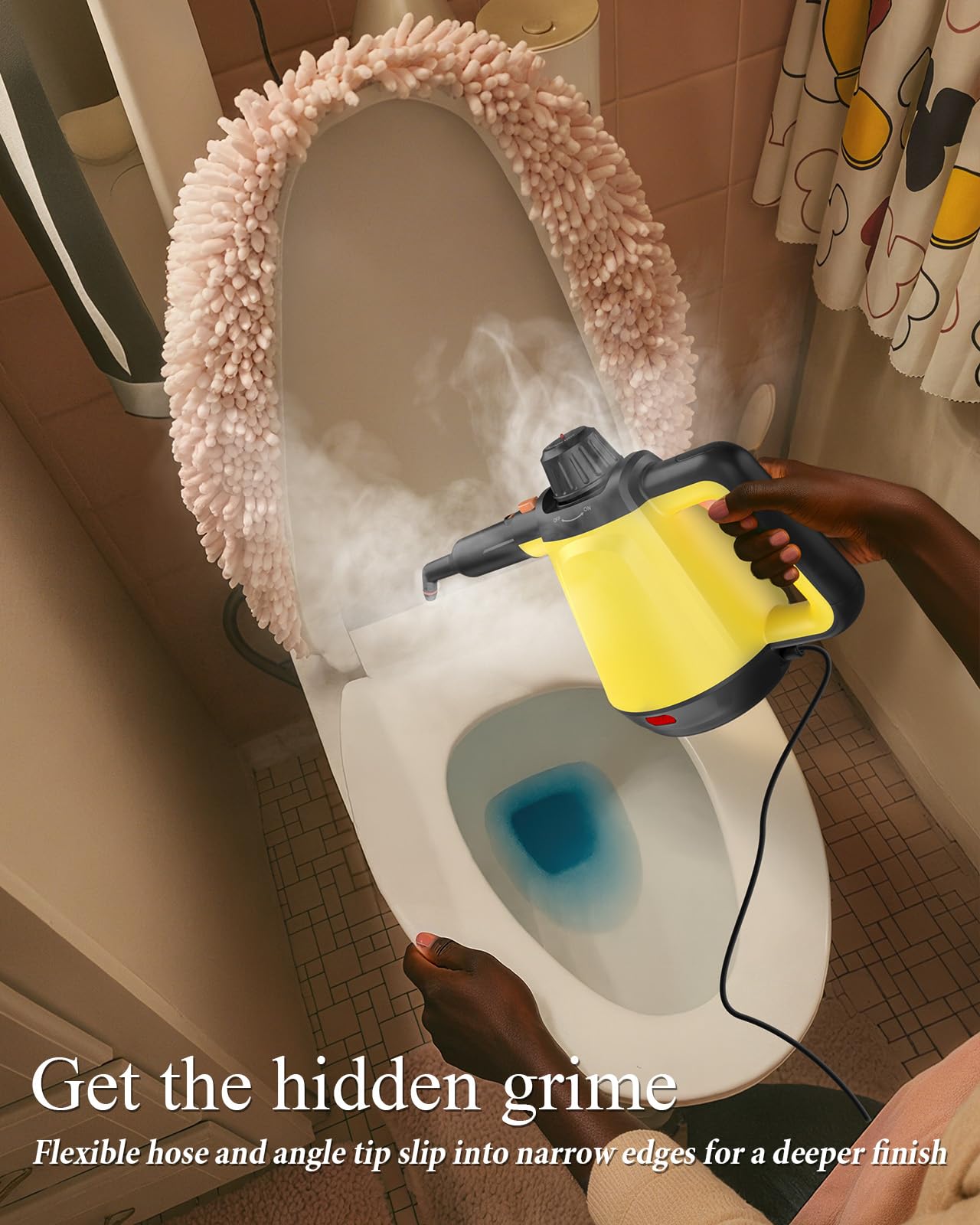 1200W Handheld Steam Cleaner for Home, Powerful Natural Multi‑Surface Steam Cleaner with 10 Tools, Pressurized Steamer for Deep Cleaning Tile, Grout, Shower, Bathroom, Kitchen, Car, Yellow