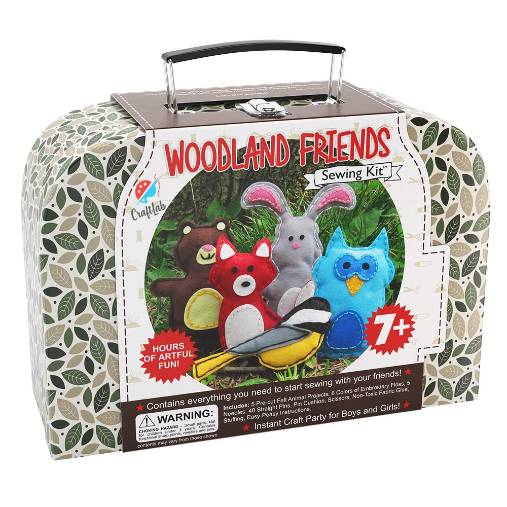 Woodland Animals Kids Sewing Kit - Offers Hours of Artful Fun for Girls & Boys - Ideal Kids Crafts Kit & Party Activity includes All Craft Supplies & Easy Instructions for Ages 7 to 12