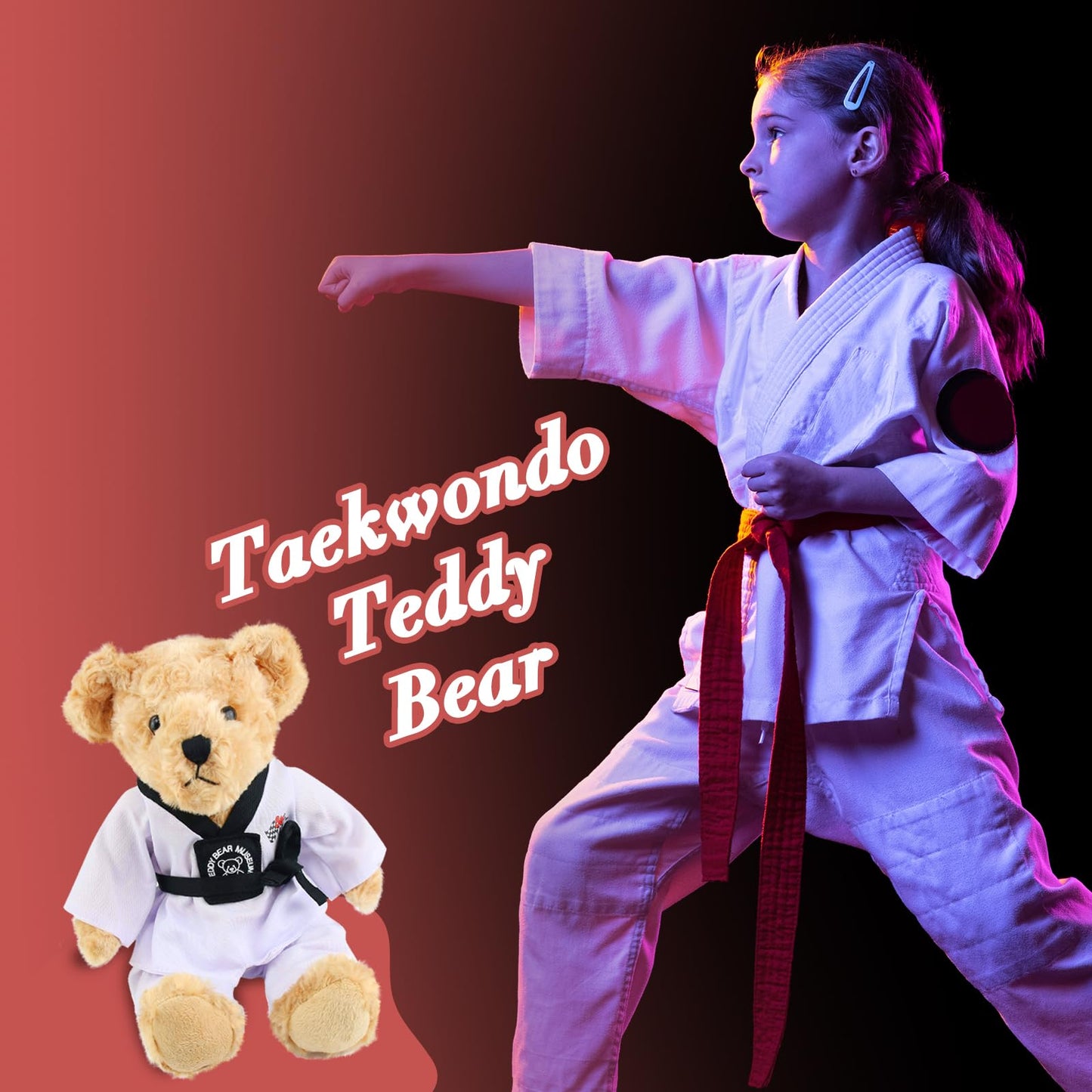 Houwsbaby Teddy Bear Stuffed Animals with Taekwondo Uniform Birthday Gift for Kids Boys Girls Valentine's Day, 20CM