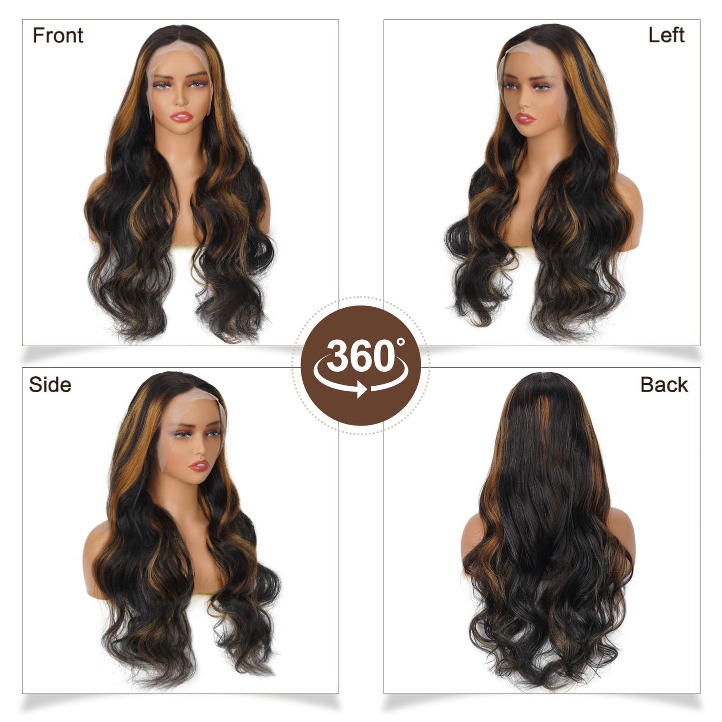 26 Inch Ombre Lace Front Wig Human Hair Pre Plucked With Baby Hair Highlight 13x6 Lace Front Wigs Human Hair 1B/30 Body Wave Colored Wigs 180% Density Brown Glueless HD Lace Frontal Wigs for Women