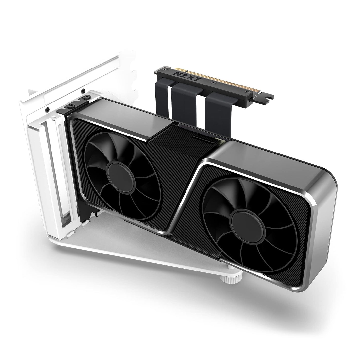 NZXT Vertical GPU Mounting Kit - AB-RH175-W1-175 mm PCIe 4.0x16 Riser Cable - GPU Holder - Sturdy Steel Bracket - White
