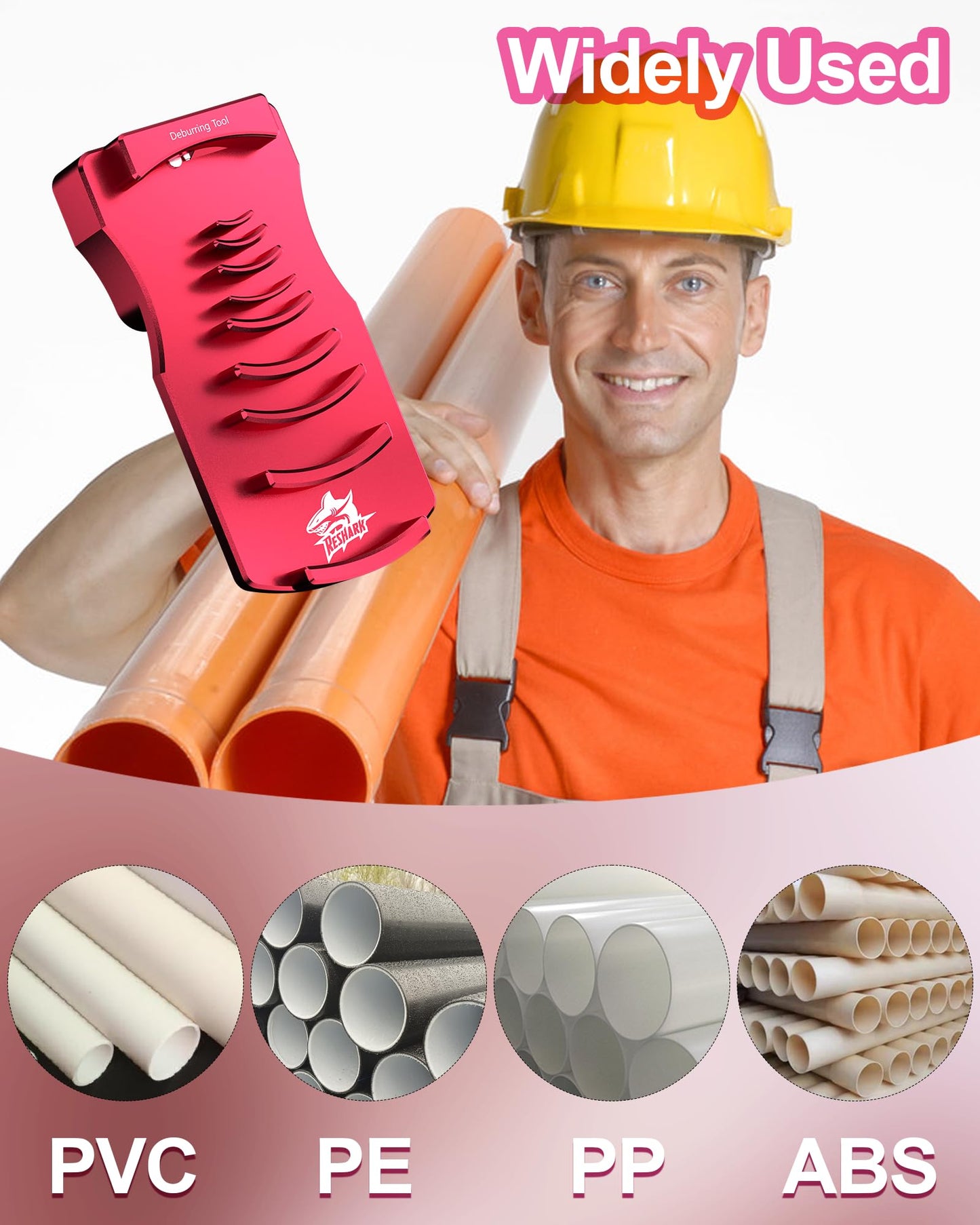 9-in-1 PVC Pipe Deburring Tool, Adjustable Chamfers PVC Chamfer Tool for 9 Sizes: 0.5 Inch to 4 Inch Plastic Pipes, Professional Effective PVC Pipe Reamer for SCH40 PVC, CPVC Pipes