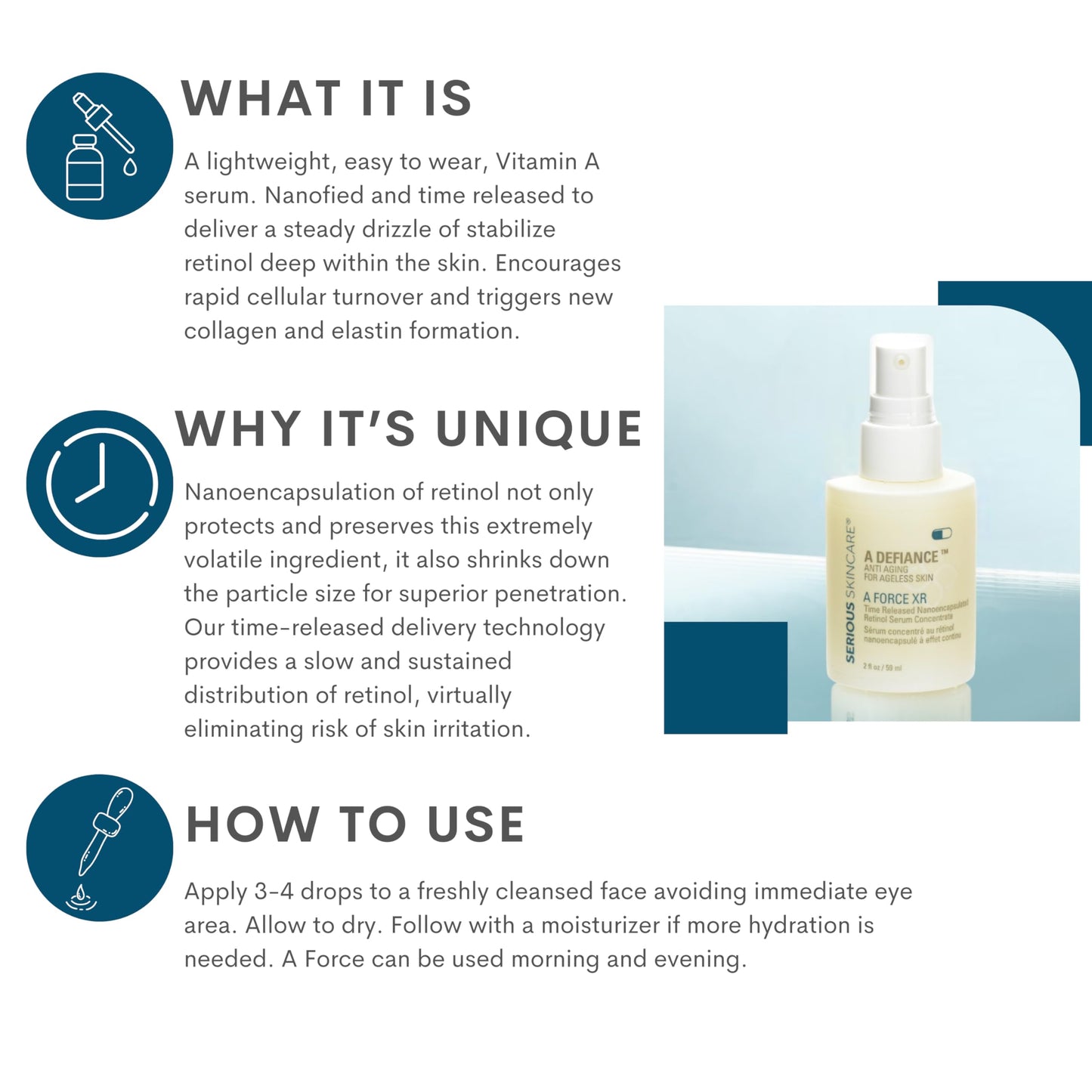 Serious Skincare A Force XR Serum Retinol Concentrate - Vitamin A - Time Released – Lightweight Anti-Aging & Anti-Wrinkle Facial Treatment – Green Tea Leaf Extract - 2 oz.