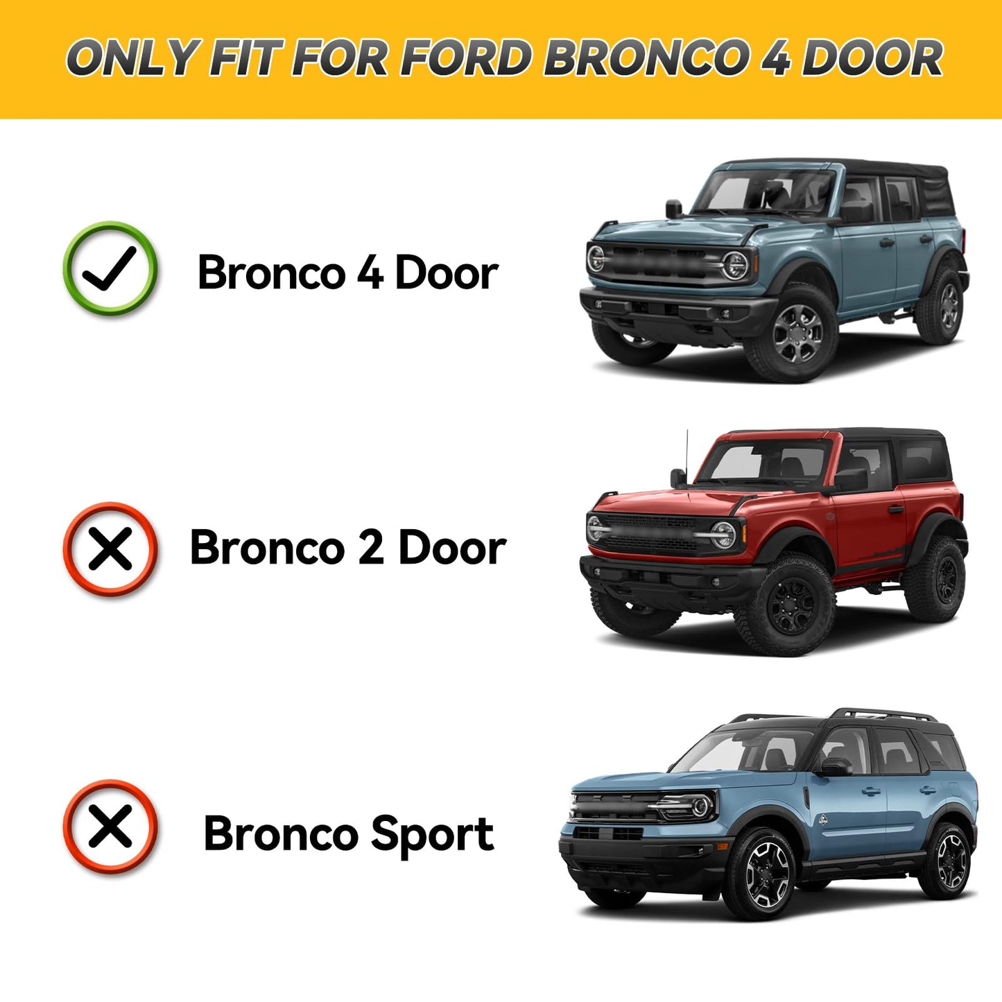 Trunk Liner & Backrest Mat for 2021-2025 Ford Bronco 4-Door (Not for Sport Model)- Custom Fit PU Leather Cargo Liner and Rear Backrest Protector - All Weather Waterproof Anti-Slip Car Mats