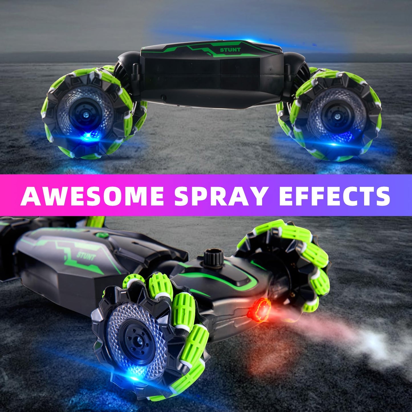 Kyanio Gesture Sensing RC Stunt Car with Light & Music & Spray - Remote Control Cars for Boys 8-12 Toys, Best Birthday Gift for Kids 6 7 8 9 10 11 12+ Years Old, Cool Hand Controlled Drift Fast RC Car