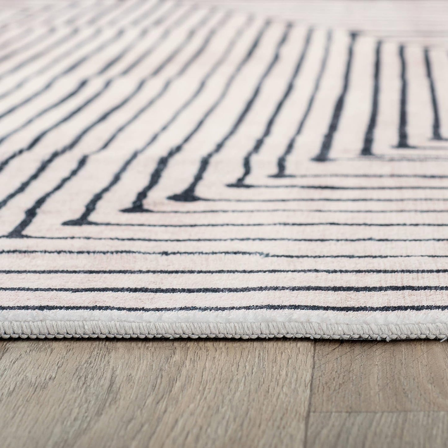 Rugshop Marbella Bohemian Stripes Washable Non Slip Runner Rug 2' x 6' Beige