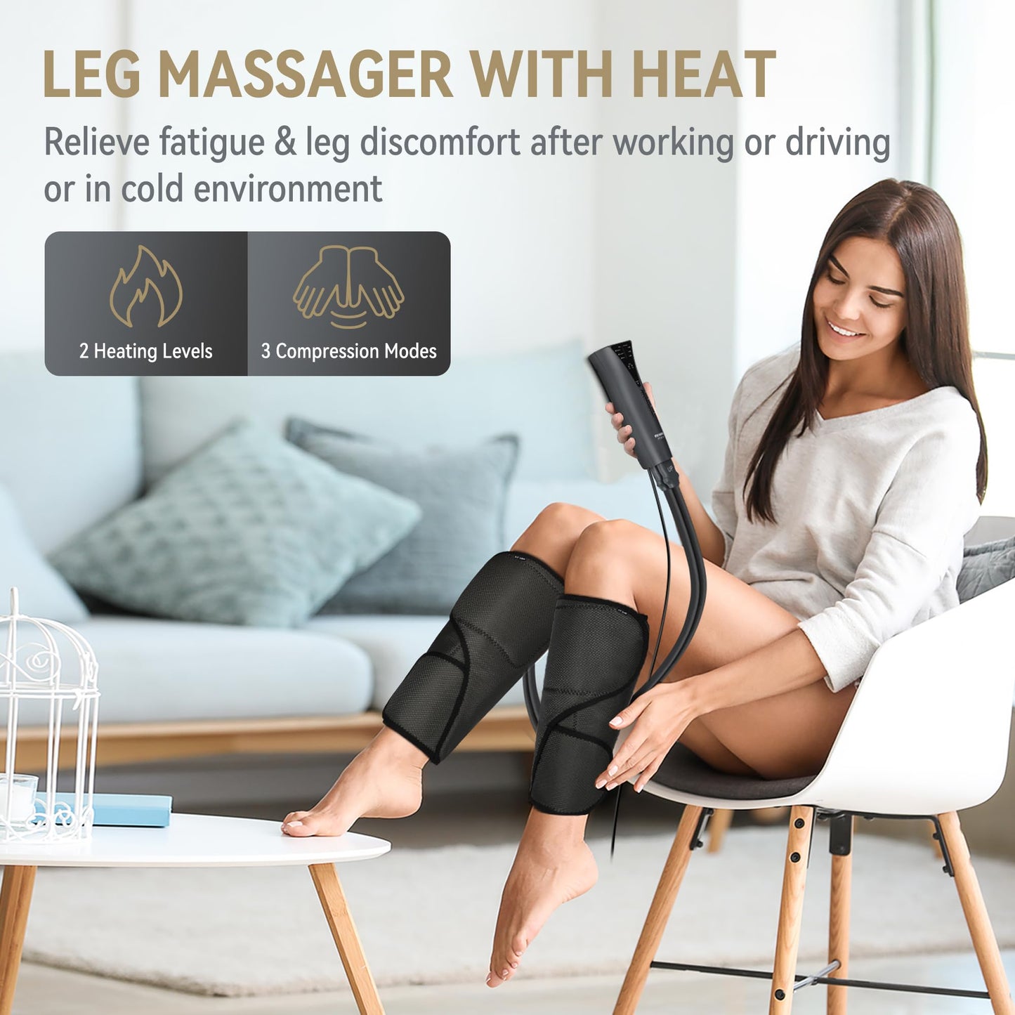 FIT KING Leg Massager for Circulation Calf Massager with Heat (Corded Electric) Helpful for Pain Relief RLS Edema and Muscles Relaxation - Great Gift for Wife Parents Friends - FSA HSA Eligible