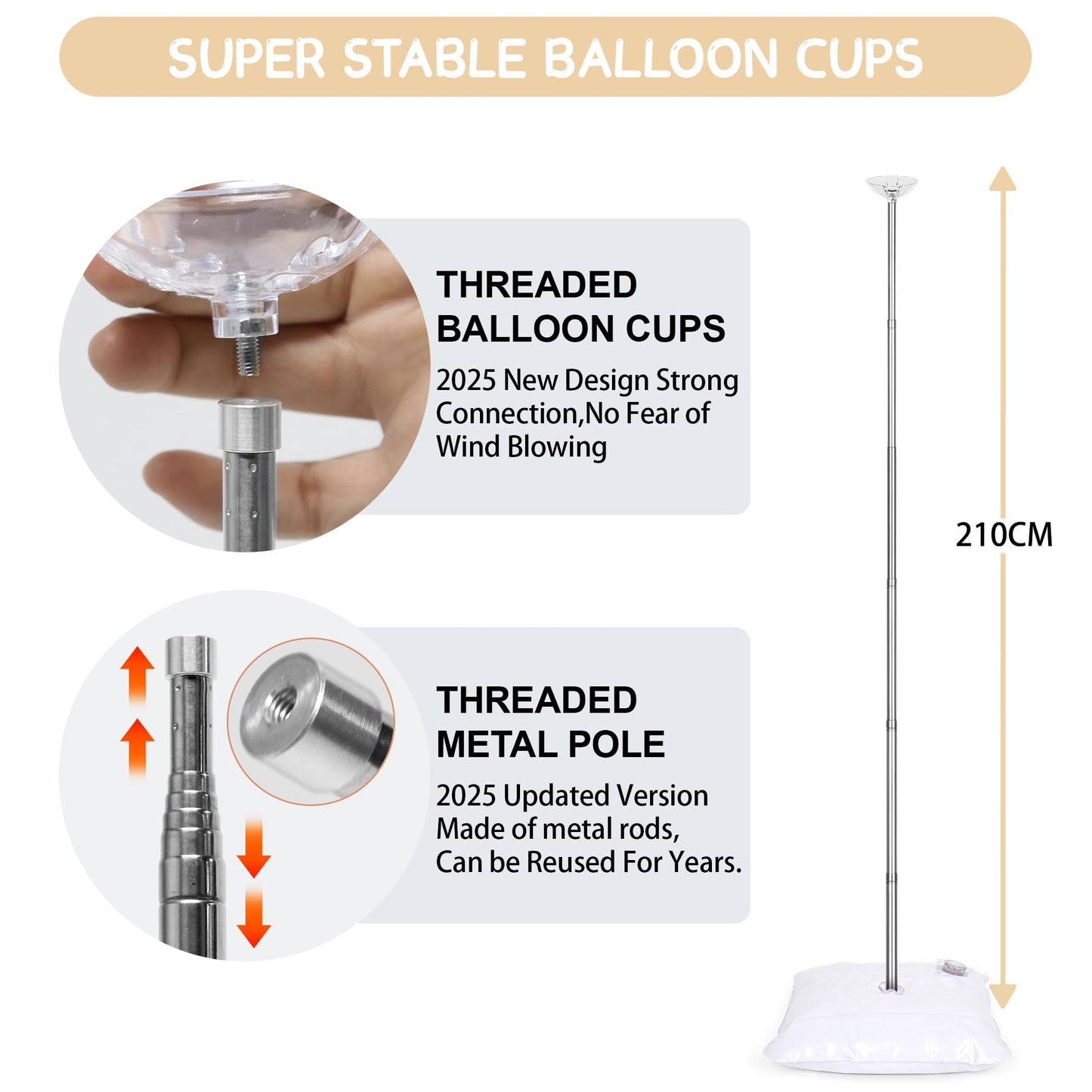 Toosci 4 Sets Balloon Column Stand Kit, 7 Feet Height Adjustable Balloon Tower Pillar with Reusable Metal Telescopic Design for Graduation, Wedding, Baby Shower, Birthday Party Decoration