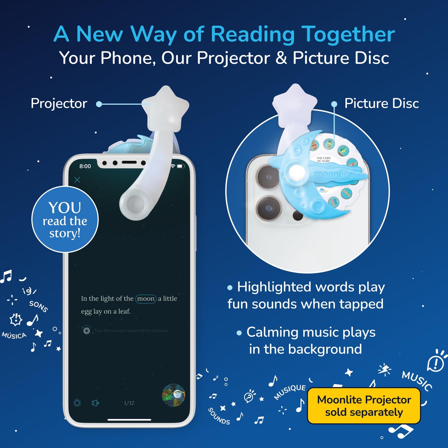 Moonlite Storytime 2 Storybook Reels, Chicka Chicka Boom Boom, The Very Hungry Caterpillar, Digital Stories, Toddler Early Learning Gifts for Kids, Projector Sold Separately - Canadian Founded