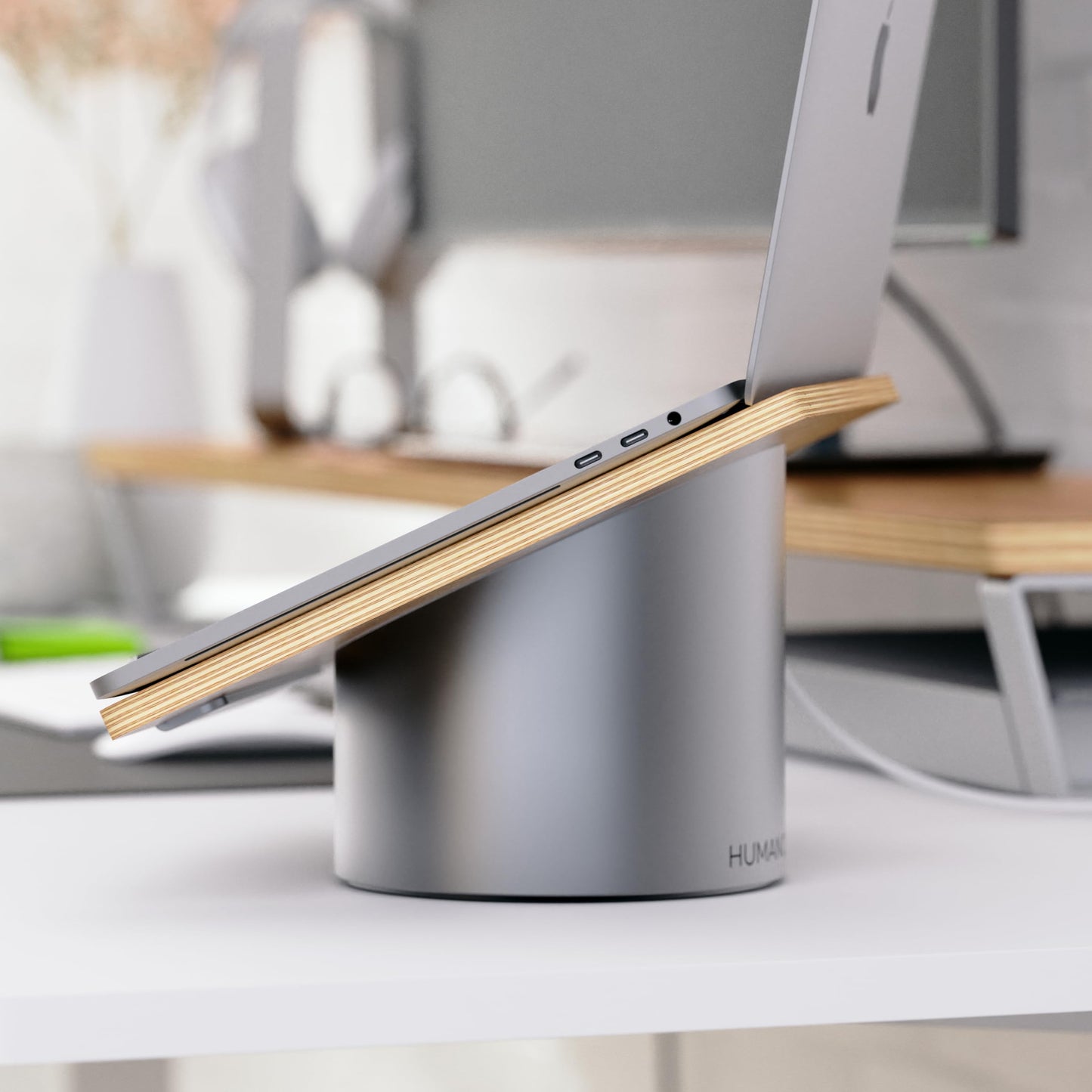 HumanCentric Portable Electronic Device Stand - Black Walnut Wood Laptop Stand, Ergonomic Computer Stand for Laptop, Compatible with MacBook Stand up to 16 inches