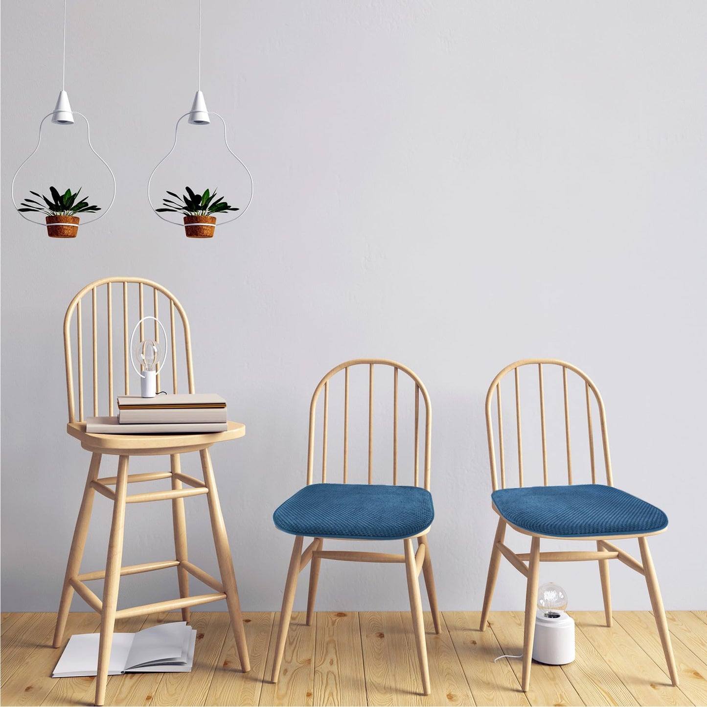 PAGGED Blue Foam Seat Cushions Kitchen Chairs Pads for Dining Chairs 6 Pack Non Slip Patio Seat Cushions Washable U Shaped Soft Thick Large Metal Wooden Chair Cushions,17" x 15"