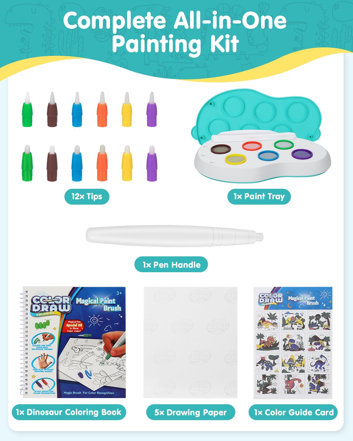Nevzan Dinosaur Color Brush for Kids