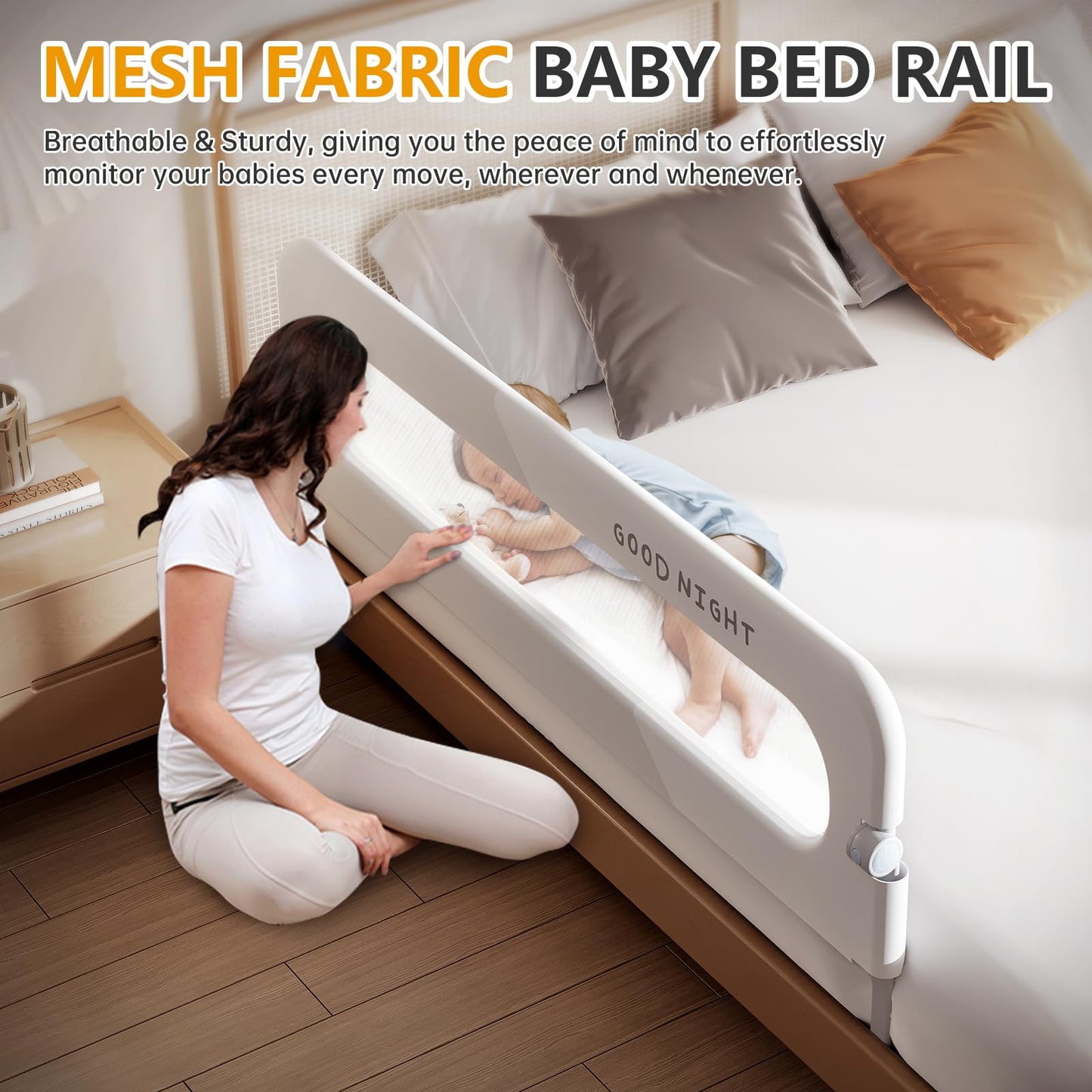 strenkitech Foldable Toddler Bed Rails - Kids Guard Bumper for Crib Safe Bed Side Rail for Twin Queen King Full Size Beds (59inch)