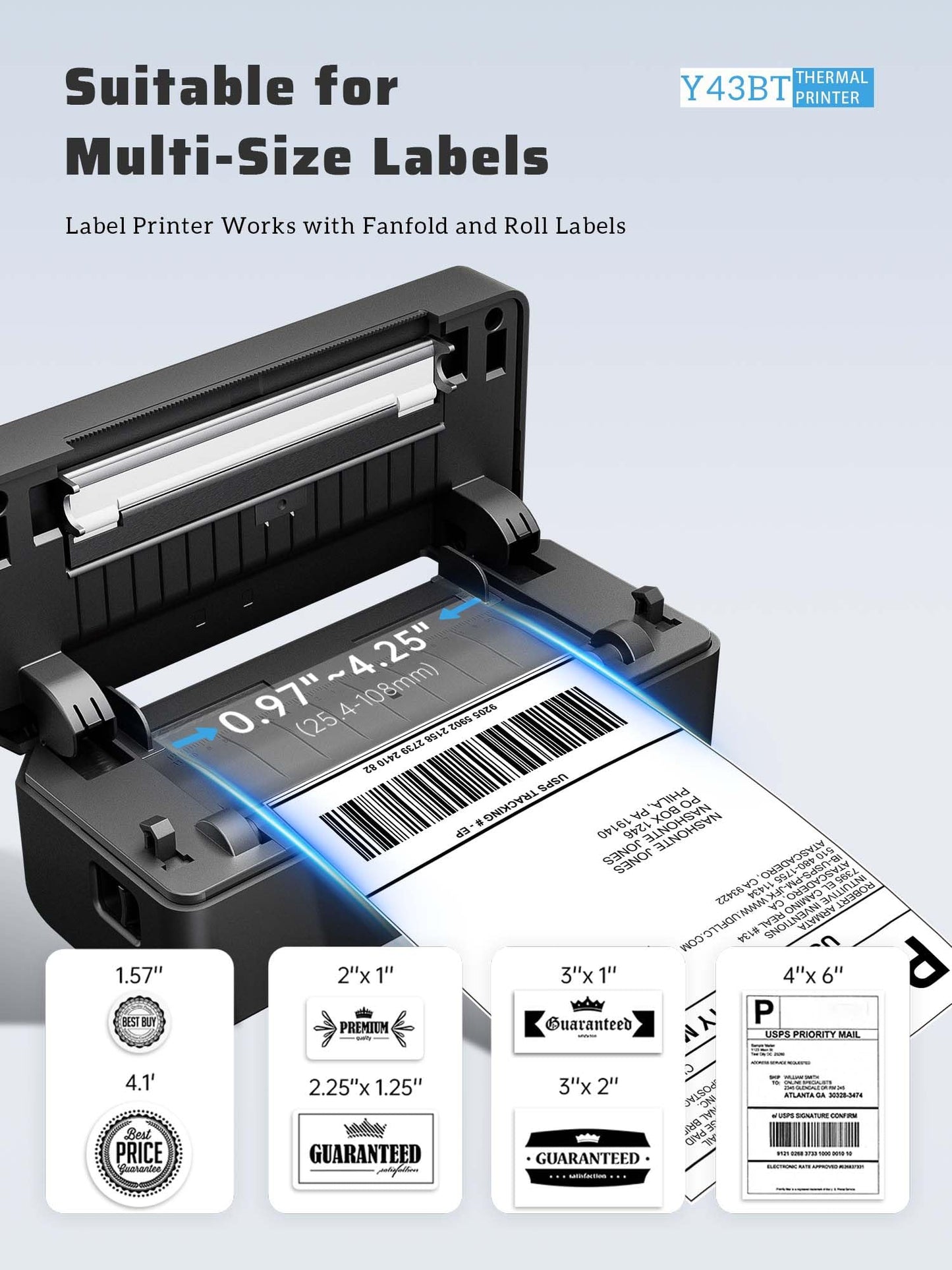 PKMHLXS Shipping Label Printer 4x6 Bluetooth Thermal Label Printer for Small Business, Warehouse or Home Office, Compatible with Windows iOS Android Mac, USPS Amazon Etsy