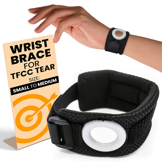 BULLSEYE Wrist Band with Silicone Ring for Pinky and Ulnar Sided Pain, and DRUJ Instability - Repetitive Use Injury & Stabilizer for TFCC Tear Recovery - Size S/M