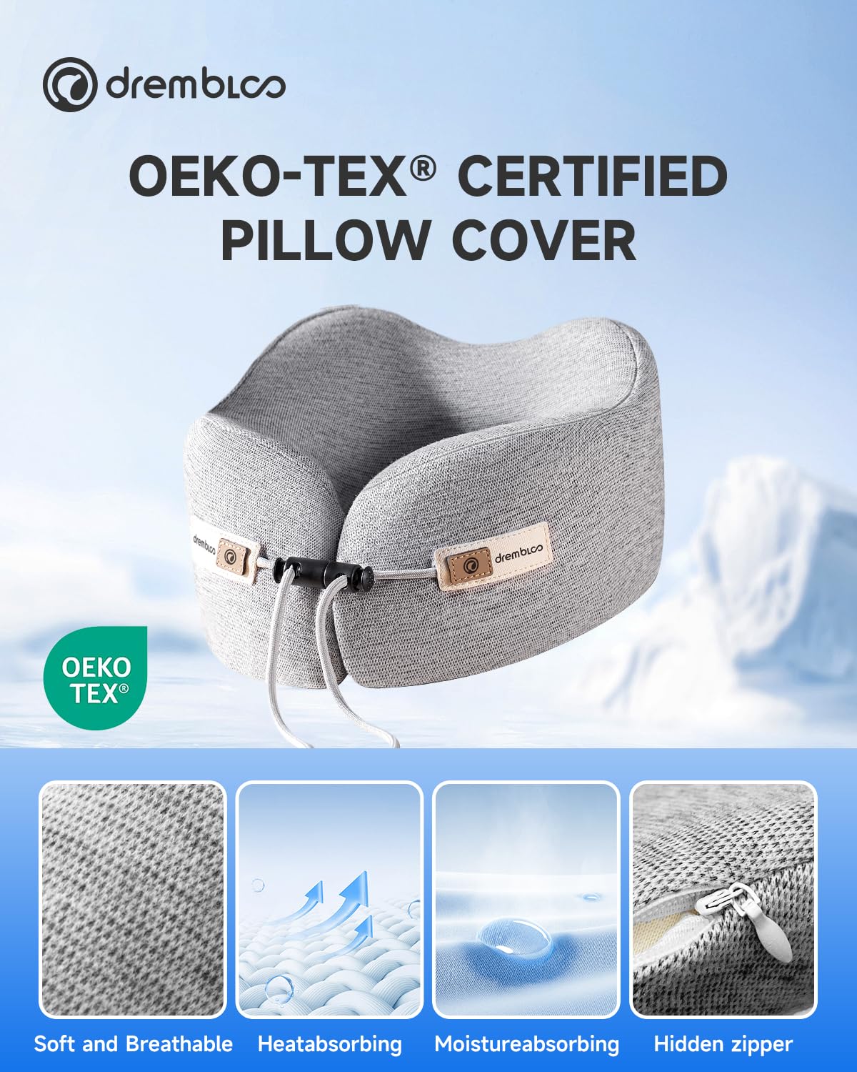 Travel Neck Pillow for Airplane, Premium Memory Foam 360° Ergonomic Support for Sleeping on Long Flights, Compact Portable Sleep Essential with Comfortable Cover for Cars, Office Naps & Home Use
