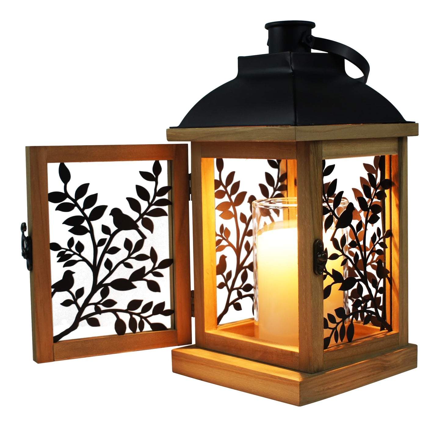 Candle Warmer Lamp with Timer Dimmer Farmhouse Lantern for Top-Down Adjustable Candle Warmer, Electric Lamp for Jar Candles with 2 Bulbs, Auto Shut Off Home Decor Gift for Women (Handmade Wood)