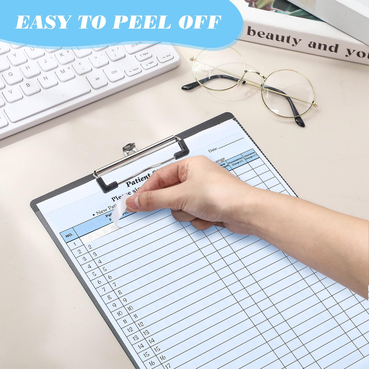 Resholder 250 Pack Patient Sign in Sheets Hipaa Compliant Patient Sign in Label Forms Peel Off Adhesive Labels Carbonless 3 Part Forms for Privacy in Doctor Medical Clinic Dental Office(Blue)