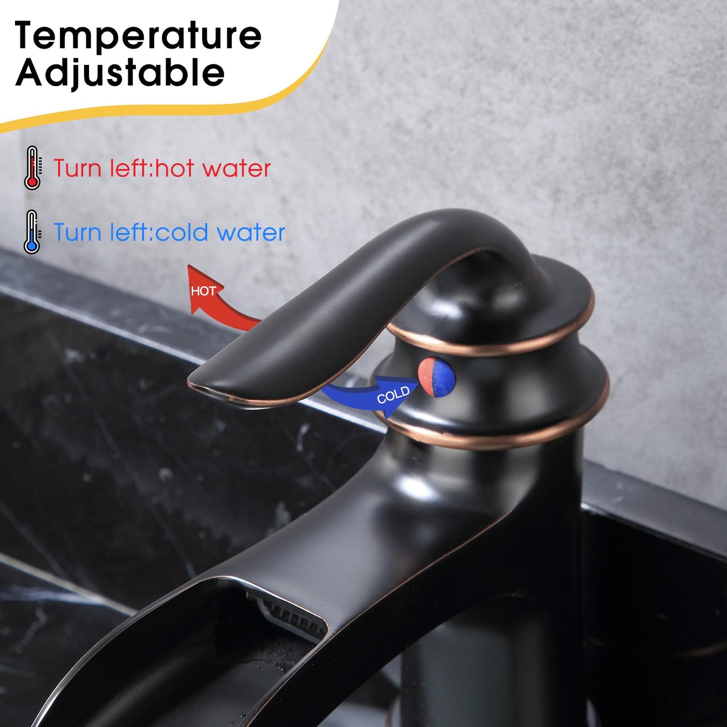FRANSITON Waterfall Faucet Bathroom Faucet Single Handle One Hole Oil Rubbed Bronze Finish Large Spout Lavatory Faucets Oil Rubbed Bronze
