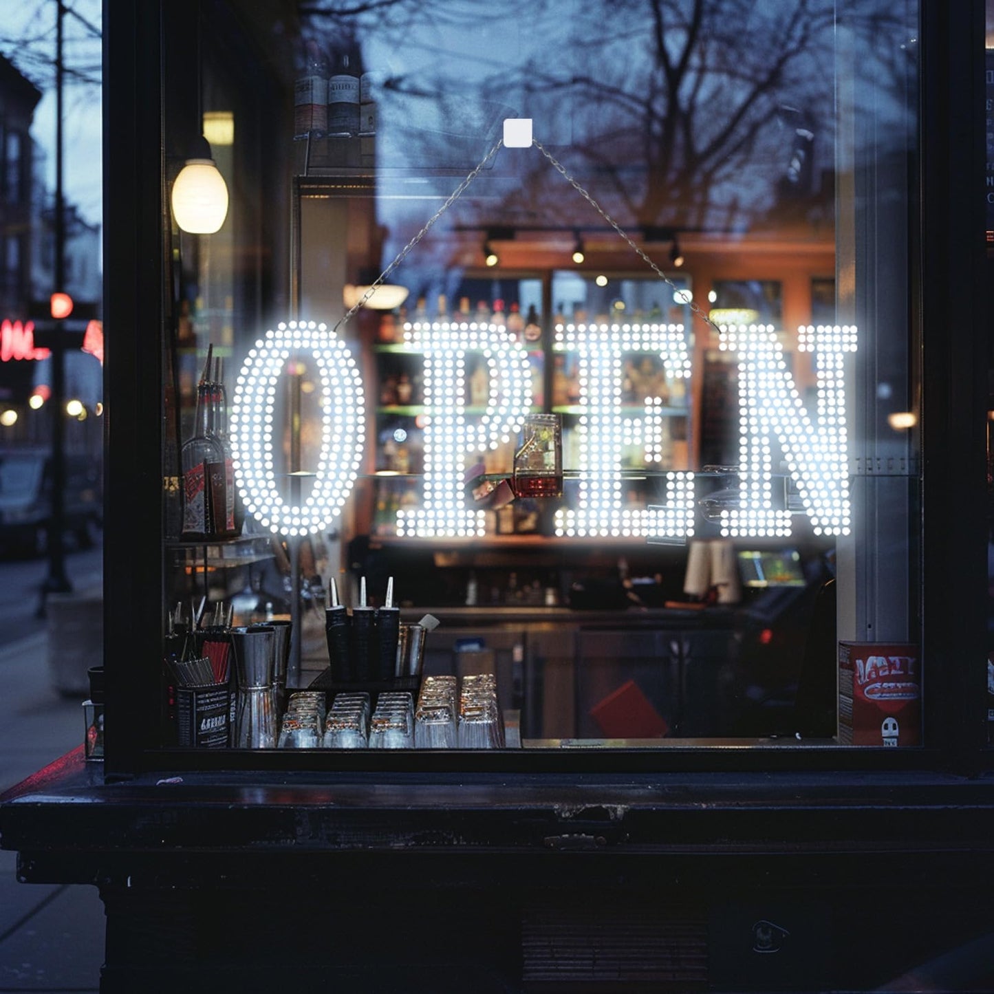 Flashing LED Open Signs for Business, 40" x 14" Super Bright Light Up Open Sign with Remote, Flashing with 14 Scene Modes for Hanging Behind Storefront Windows