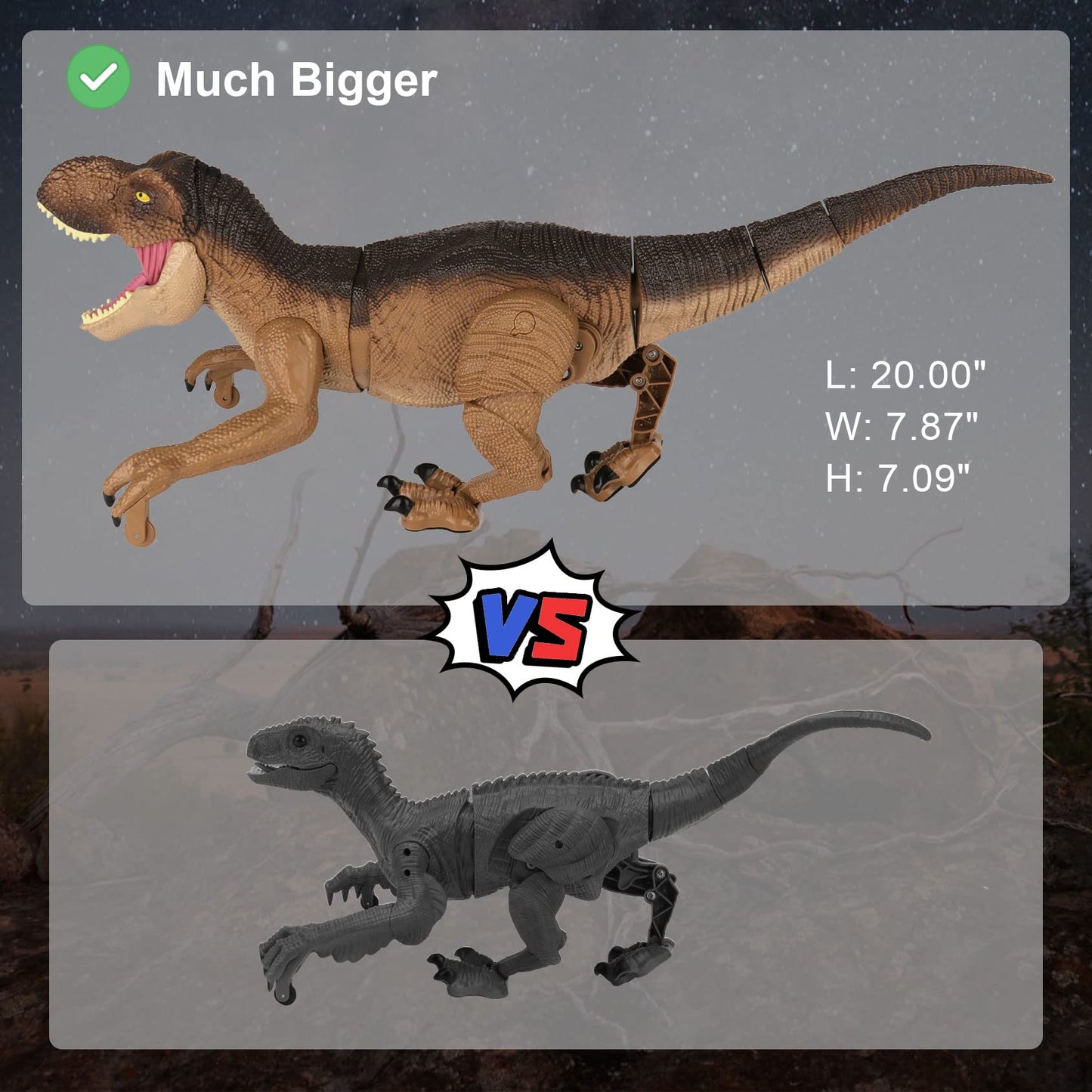 IQKidz Remote Control Dinosaur Toys for Boys 3 4-7 8-12- RC Realistic Big T-Rex Gifts for Kids, Interactive Dino with Light Roar Spray Touch Sensing