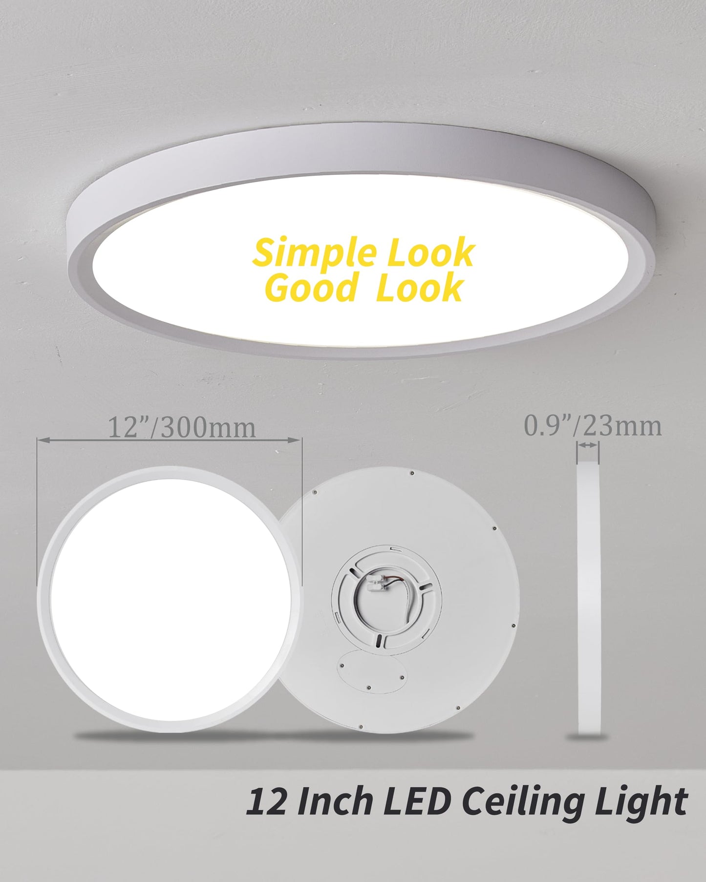 4Pack 12 Inch Remote Control Dimmable LED Flush Mount Ceiling Light Panel,24W 2520LM,2700K-6000K Adjustable Color,Ultra Thin Round White Ceiling Light Fixture for Hallway Kitchen Bedroom Home Office