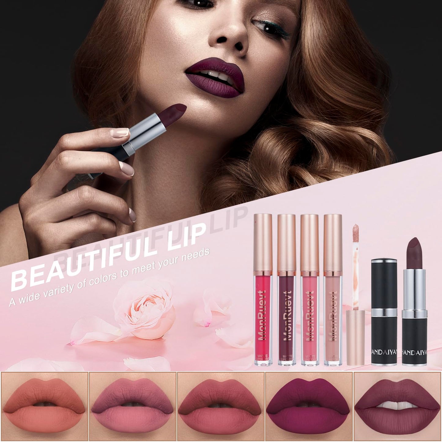 All in One Makeup Kit Makeup Kit for Women Full Kit Multipurpose Makeup ，eyeshadow、 liquid foundation,Loose powder,Eyebrow pencil,4-color lip gloss set