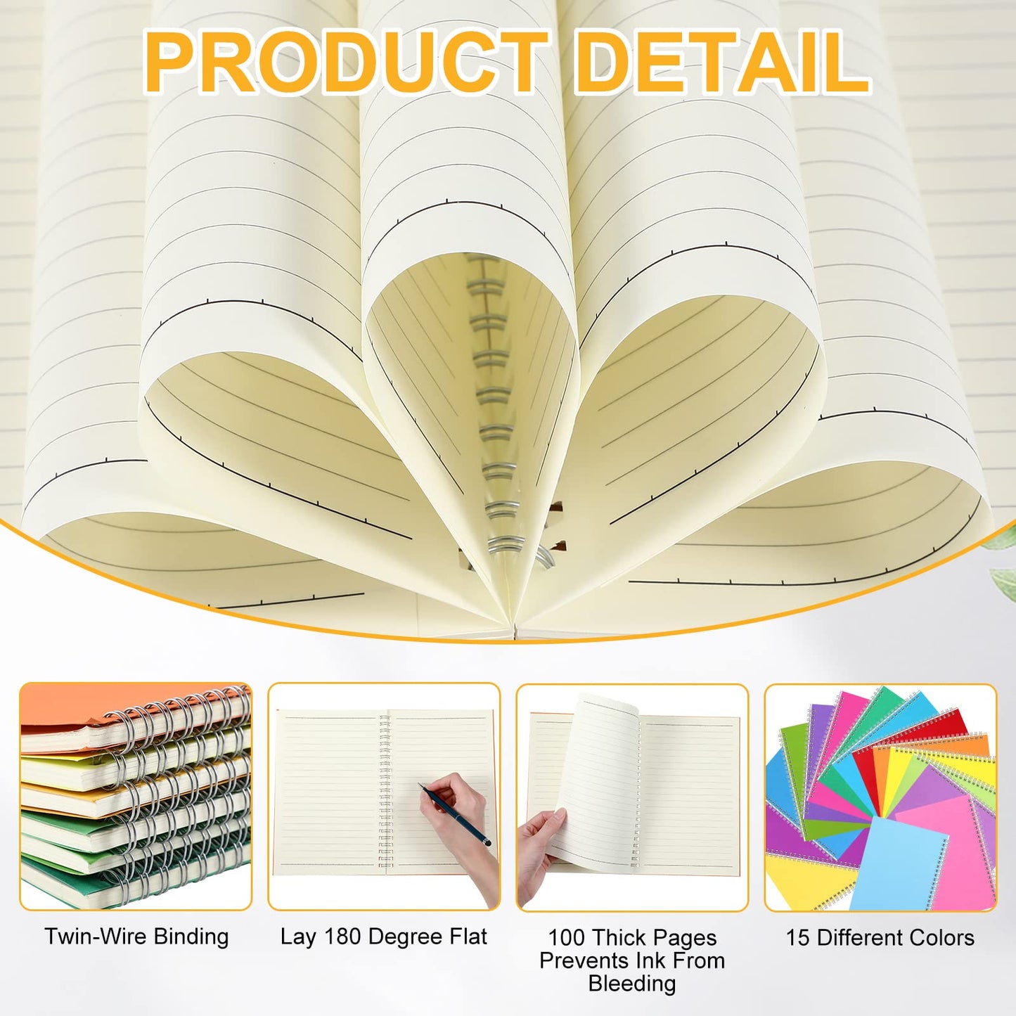 Pasimy 30 Pcs Bulk Spiral Notebook, College Ruled Spiral Bound Notebooks Journals 8.3 x 5.5 Inch, 15 Pastel Color Journals School A5 Writing