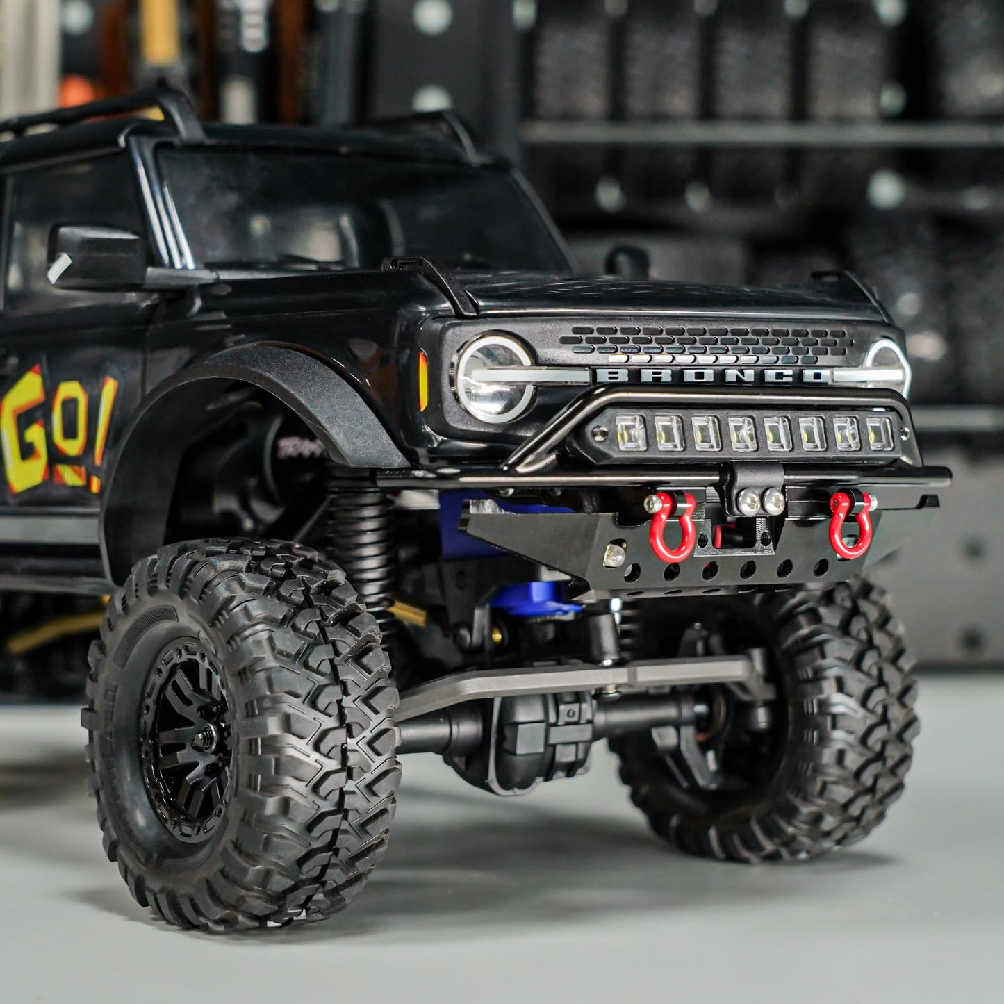 INJORA Front&Rear Tube Bumper Metal Bumper Set for TRX4M Bronco Upgrade 1/18 RC Crawler
