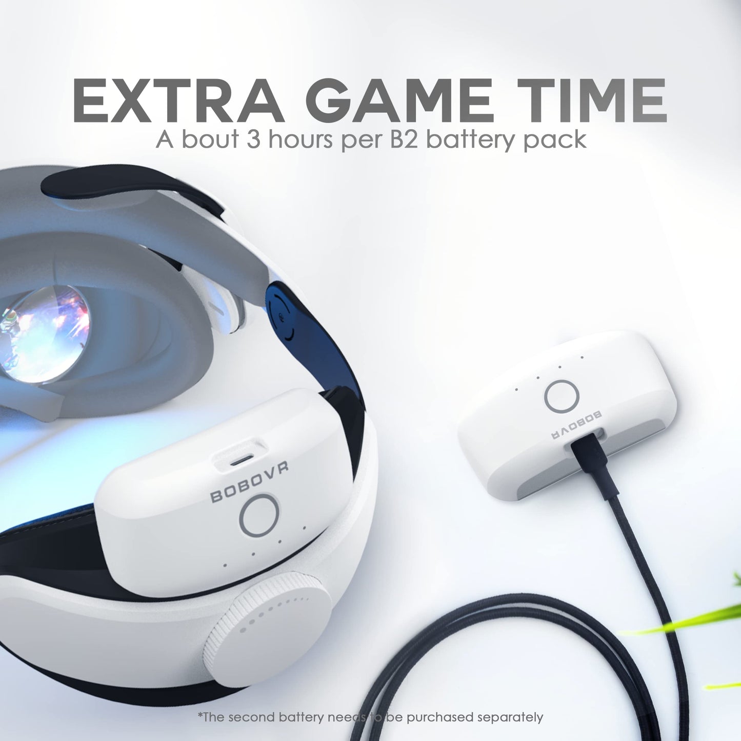 BOBOVR M2 Pro Battery Pack Head Strap Accessories, Compatible with Quest 2,Magnetic Connection and Lightweight Design, Replaceable Hot Swap Power Bank