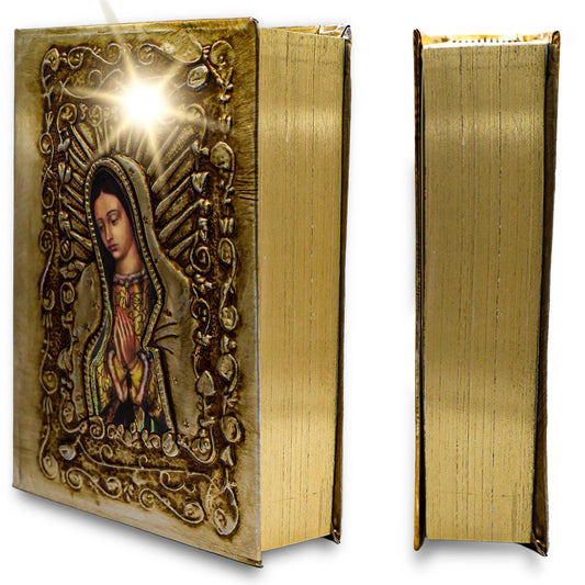 Catholic Spanish Bible with Metalic Cover of Our Virgen de Guadalupe Spanish Bible Large Print - Decorations for Catholic Wedding biblia